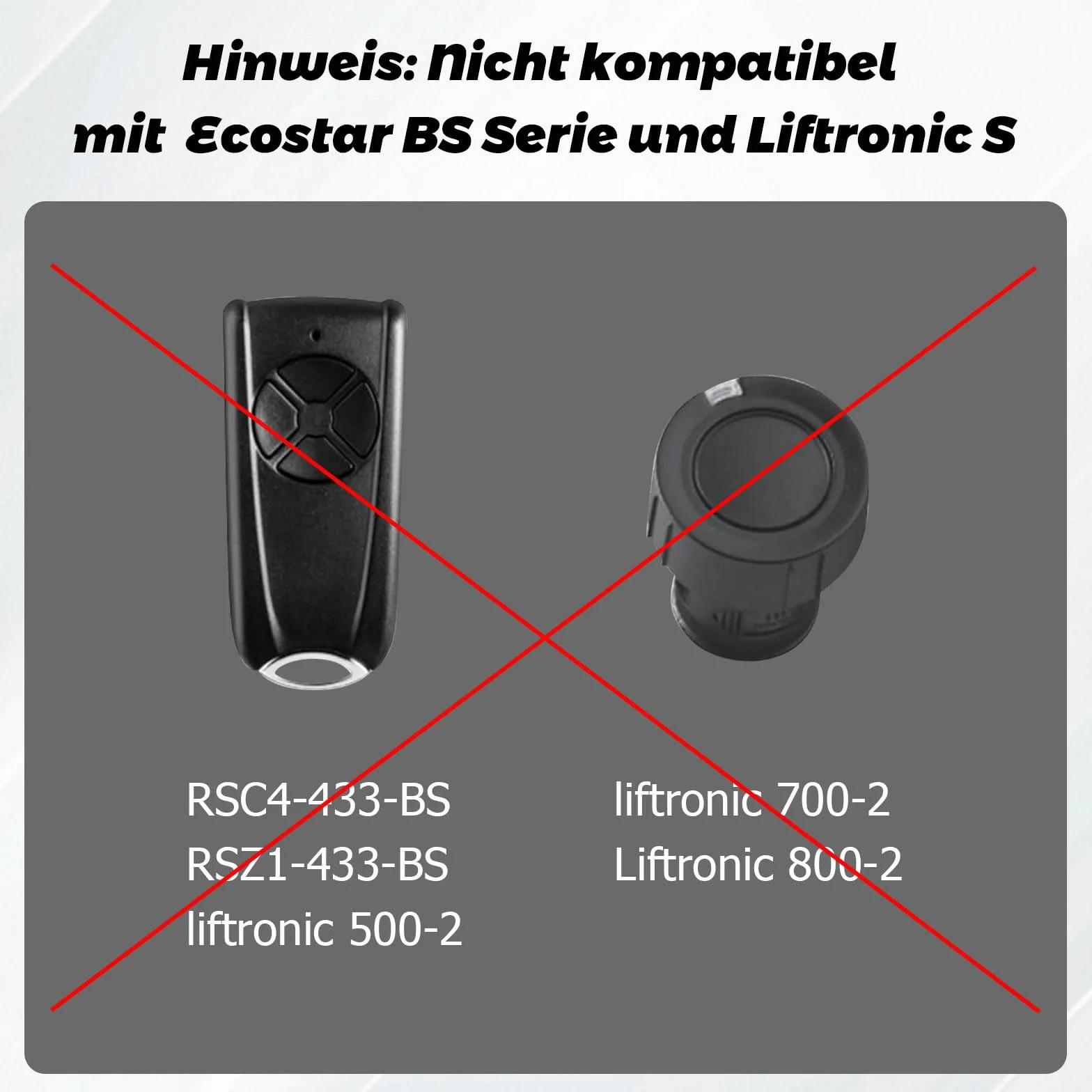 Lot de 3 émetteurs manuels de rechange pour EcoStar RSC2 433, télécommande d'ouverture de porte de garage 433,92 MHz, 4 canaux, compatibles avec EcoStar Liftronic 500/700/800, Portronic D2500