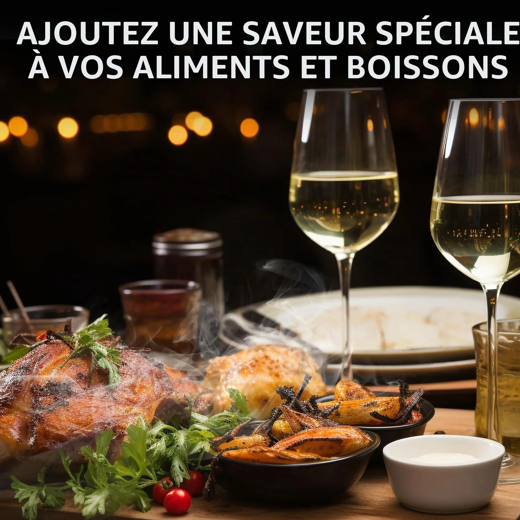 Fumoir à Aliments en Bois Portable avec Copeaux de Bois pour Viande, Saumon, Fromage, Barbecue