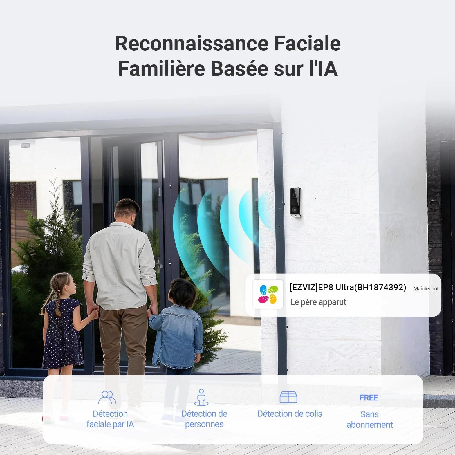 EZVIZ Sonnette sans Fil Extérieur Etanche avec Carillon, Sonnette sans fil avec Caméra Double 6MP et 2MP, Ecran interactif intégré, Détection de Personnes/Paquet, Vision Nocturne en Couleur, EP8 Ultra