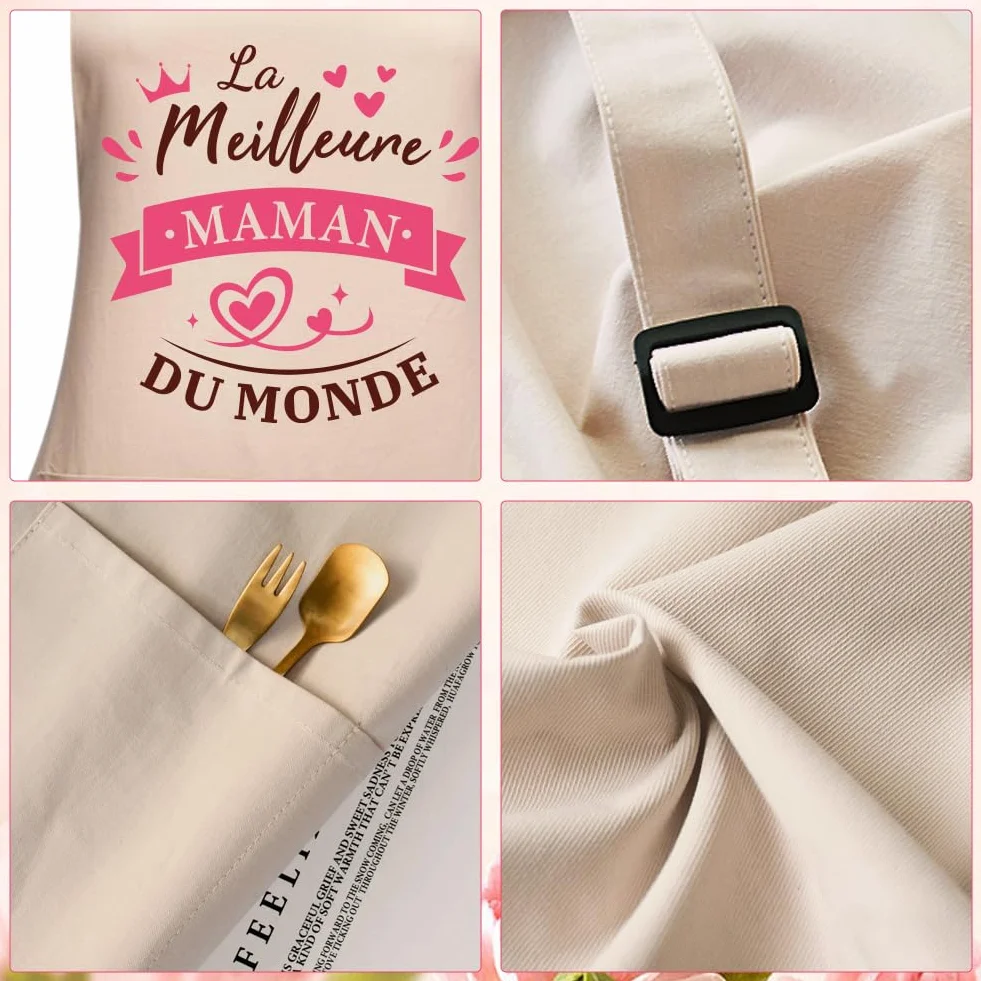 Tablier de Cuisine Coton Imperméable pour Maman Cadeau Fête des Mères