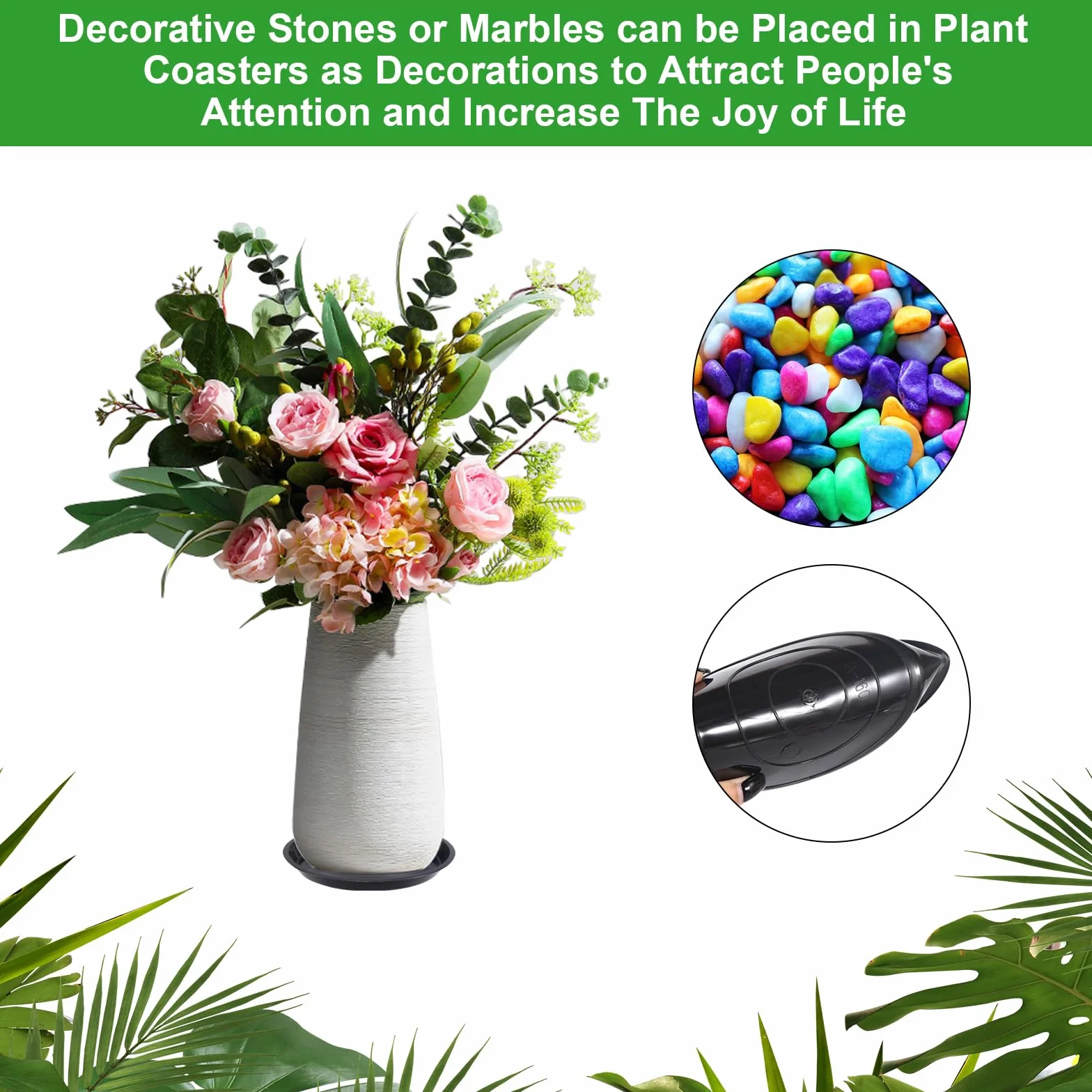 Lot de 16 Soucoupes Pot de Fleur Plastique Rond avec 18 Étiquettes pour Plantes Intérieur Extérieur