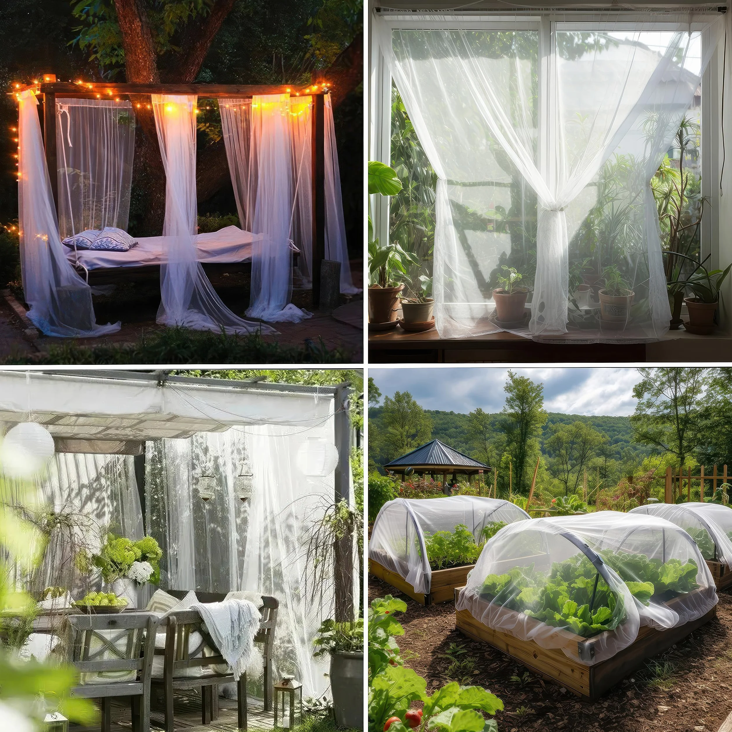 Filet Moustiquaire Blanc 3x3 Mètres Protection Anti-Insectes Maillage Fin Jardin