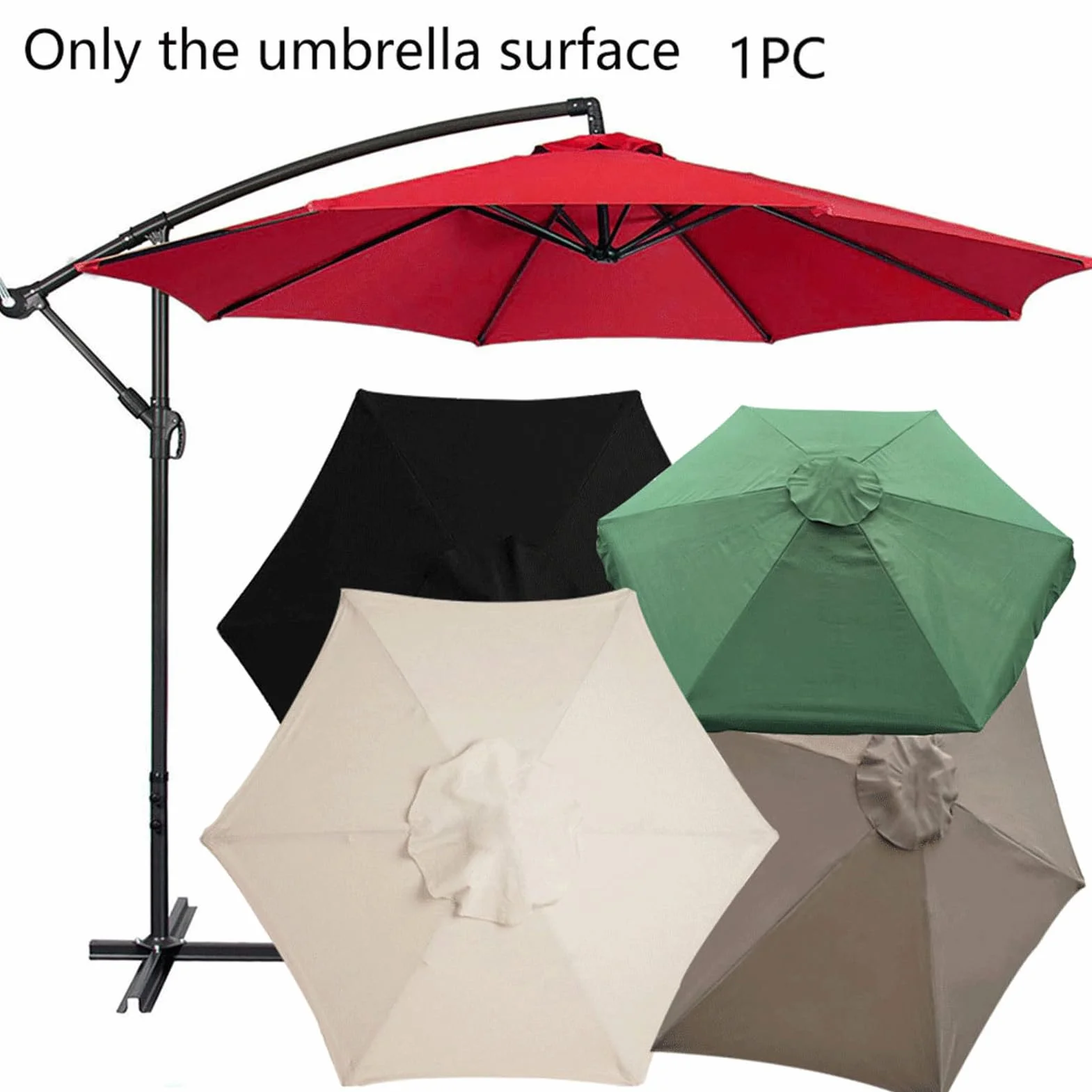 Auvent De Remplacement Parasol 3.0m 6 Baleines Protection UV 50+ Beige
