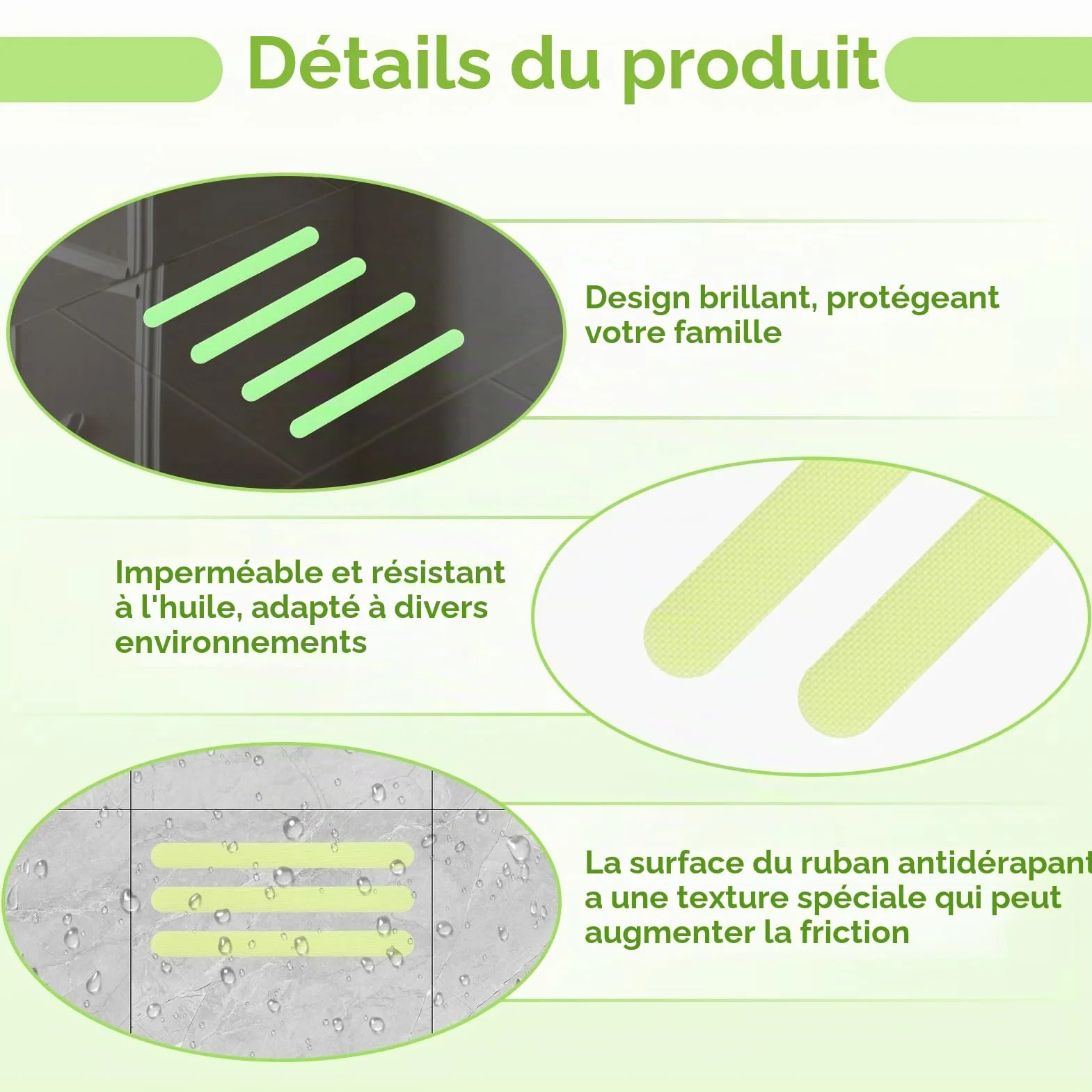 Lot de 24 bandes adhésives antidérapantes phosphorescentes pour marches d'escalier, lits superposés, baignoires, cuisines, piscines - 2 x 20 cm