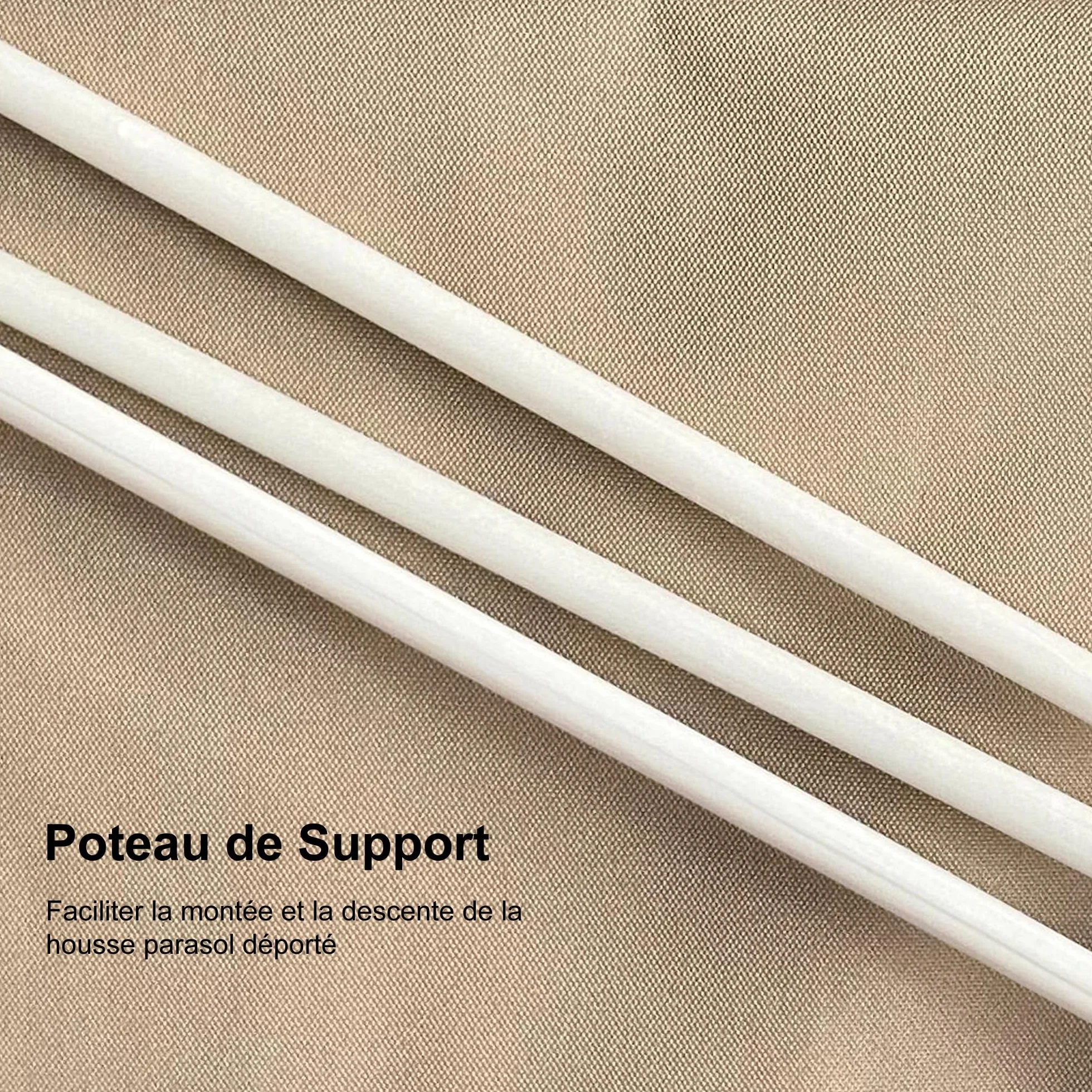 PURPLE LEAF Housse pour Parasol de Jardin 281 x 61 cm UV Résistant avec Bâton Zip Beige