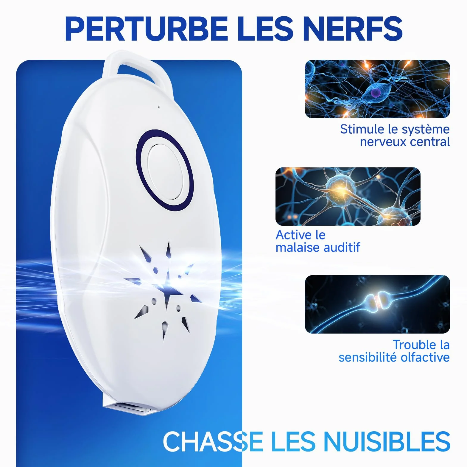 Répulsif À Ultrasons 2 Pack Anti Moustique Ultrason Portable Rechargeable USB Camping Extérieur Intérieur Insectes Araignées