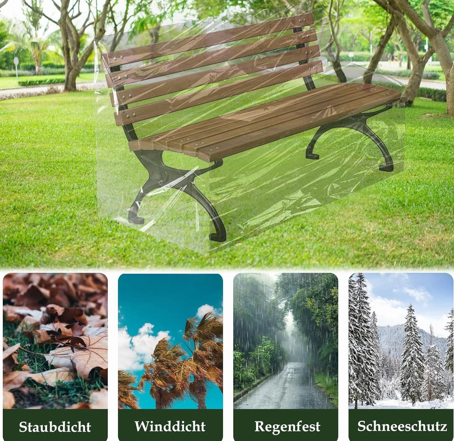 Housse de protection pour banc de jardin 160 x 80 x 75 cm Transparent Résistante aux intempéries