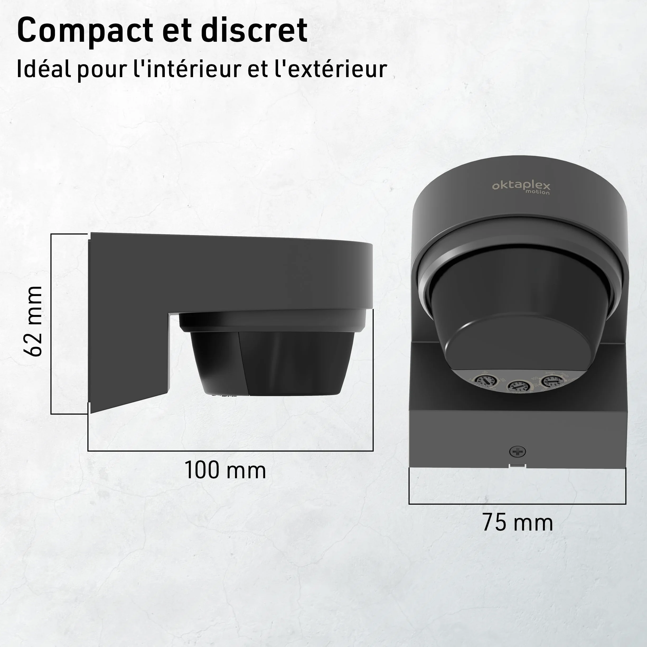 Oktaplex Eva Détecteur de Mouvement pour l'extérieur 12 m / 240° Capteur de Mouvement Infrarouge Apparent IP65 Capteur de Mouvement Anthracite