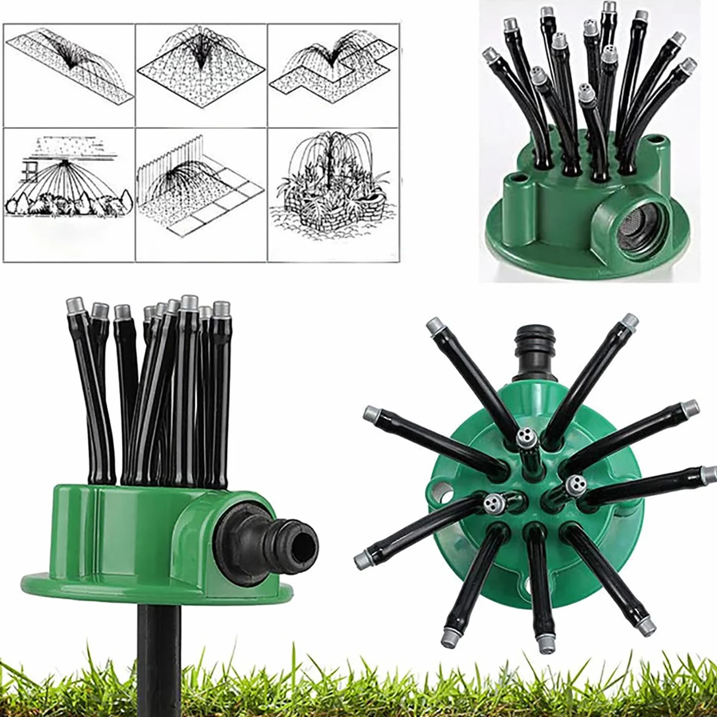 Arroseur Rotatif Pelouse Automatique Jardin Irrigation 1 Pièce Vert Système Souterrain Potager Multi Tête