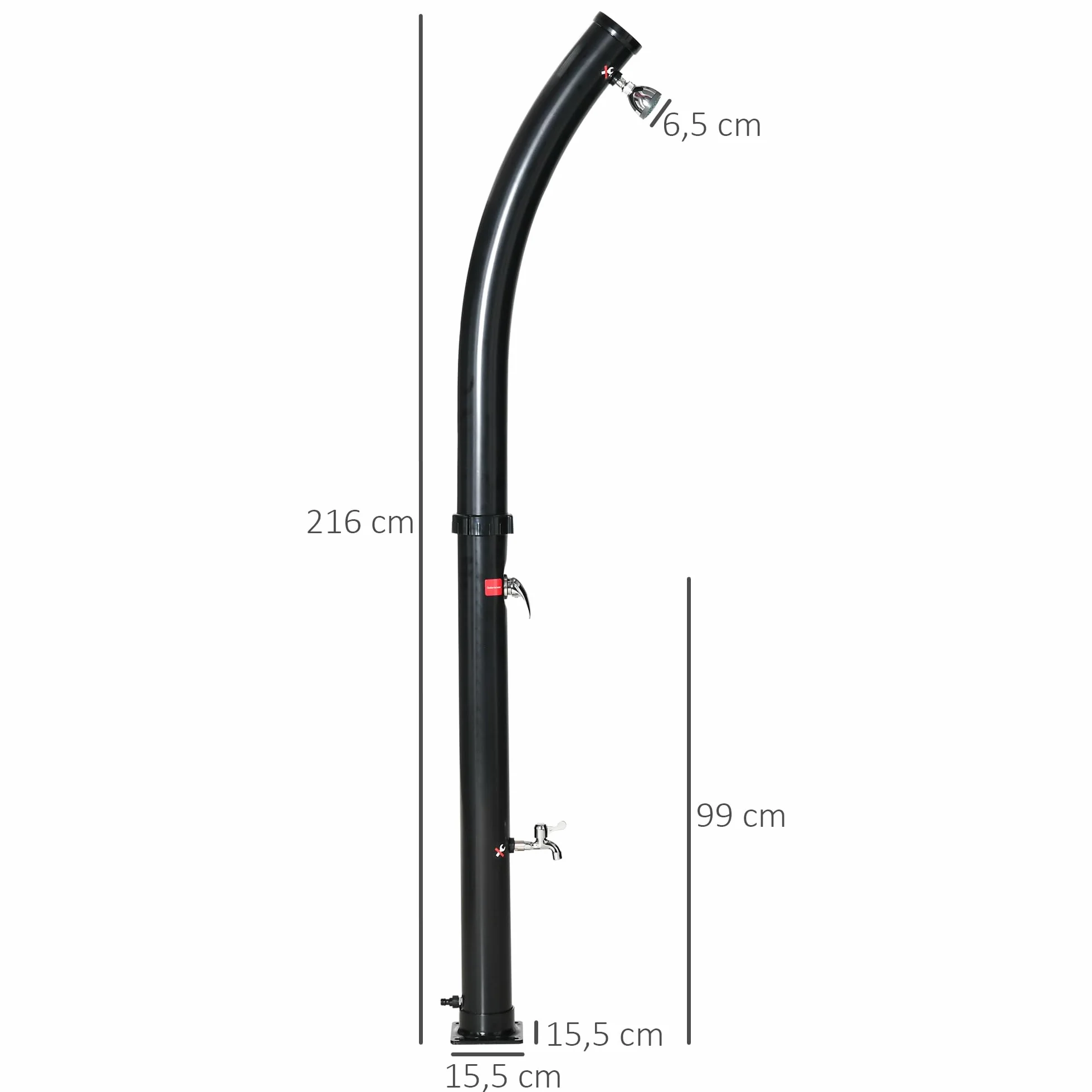 Outsunny Douche Solaire extérieur 20 litres réglable 60℃ Jardin Camping Piscine Plage Noir