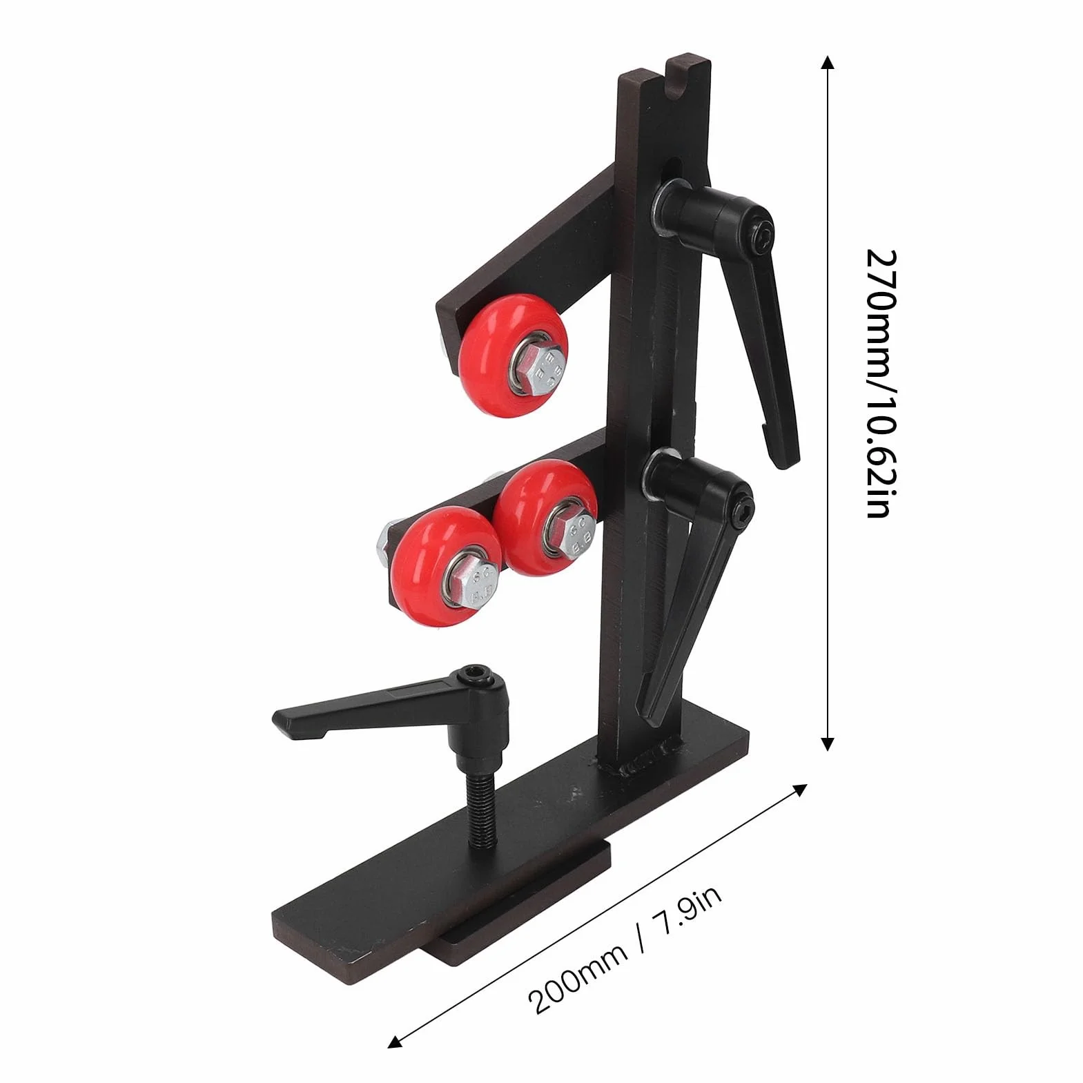 Lunette pour à bois, 2023 Upgrade L Shape Steady Rest, lunette en fonte avec 3 roues de fixation, position des roues ajustable, outils pour à bois (noir)
