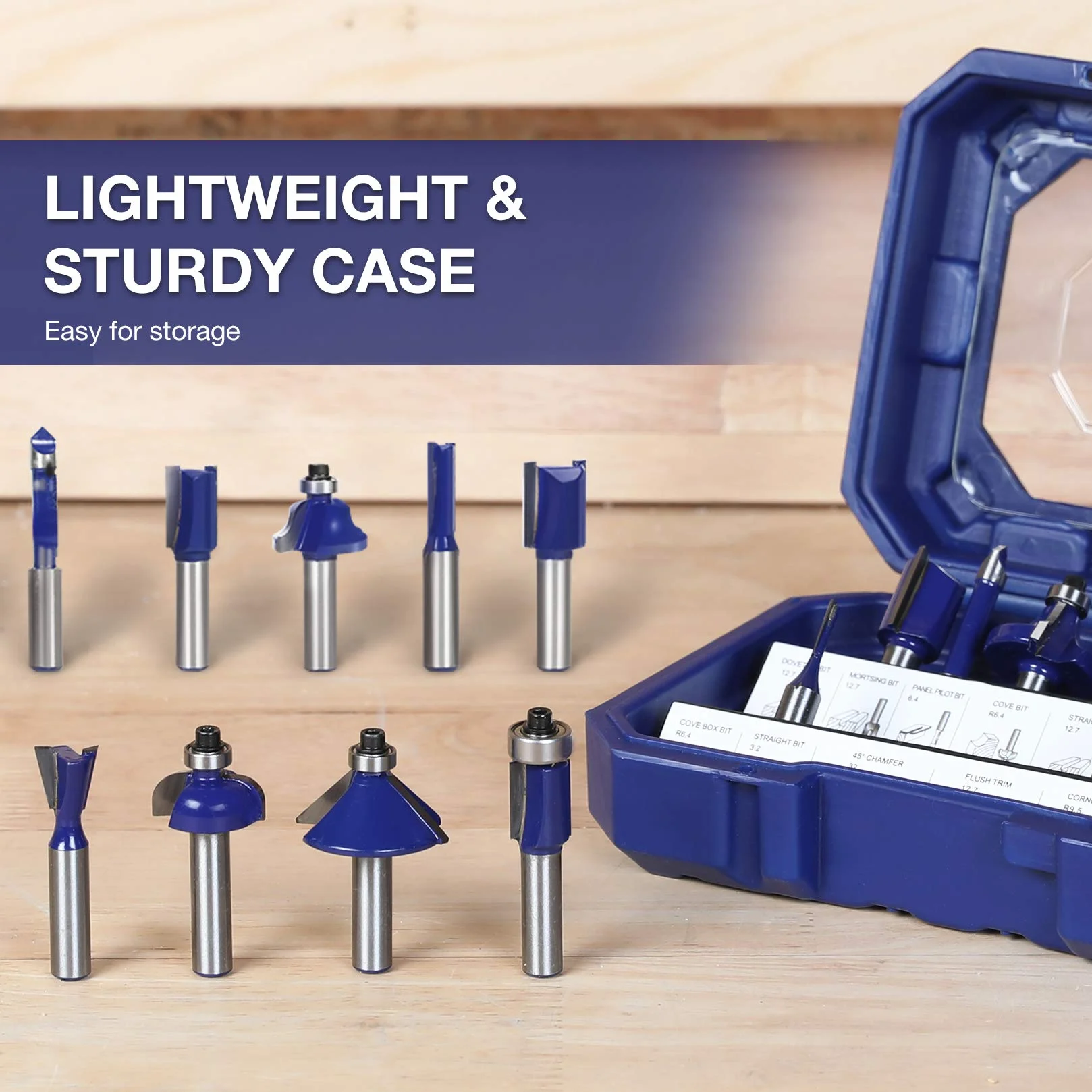 WORKPRO Coffret de 15 Fraises Défonceuses à Tige de 8 mm, Fraises à Rainurer en Acier au Tungstène pour la Finiation du Bois Divers