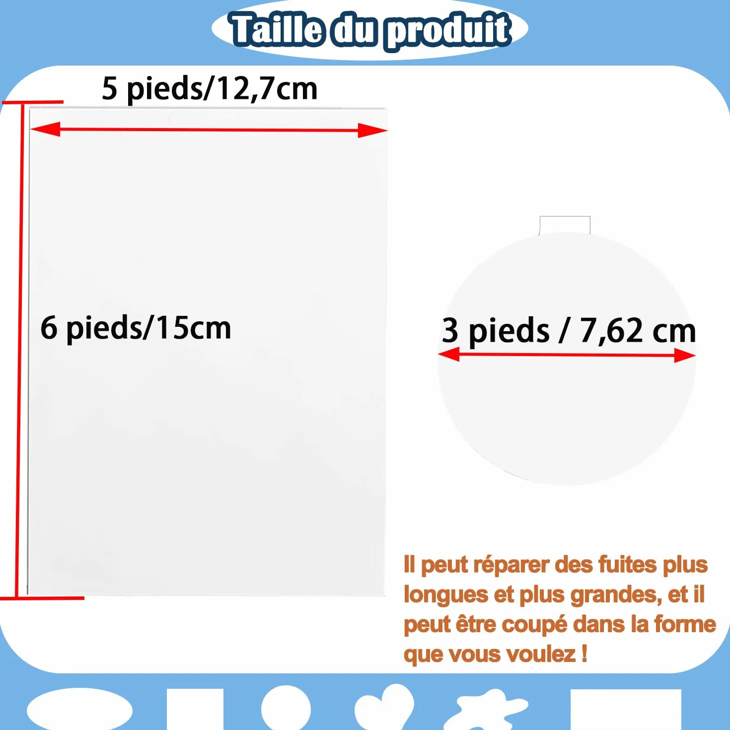 Lot de 5 rustines de réparation de piscine transparentes étanches en TPU pour bouée château gonflable matelas