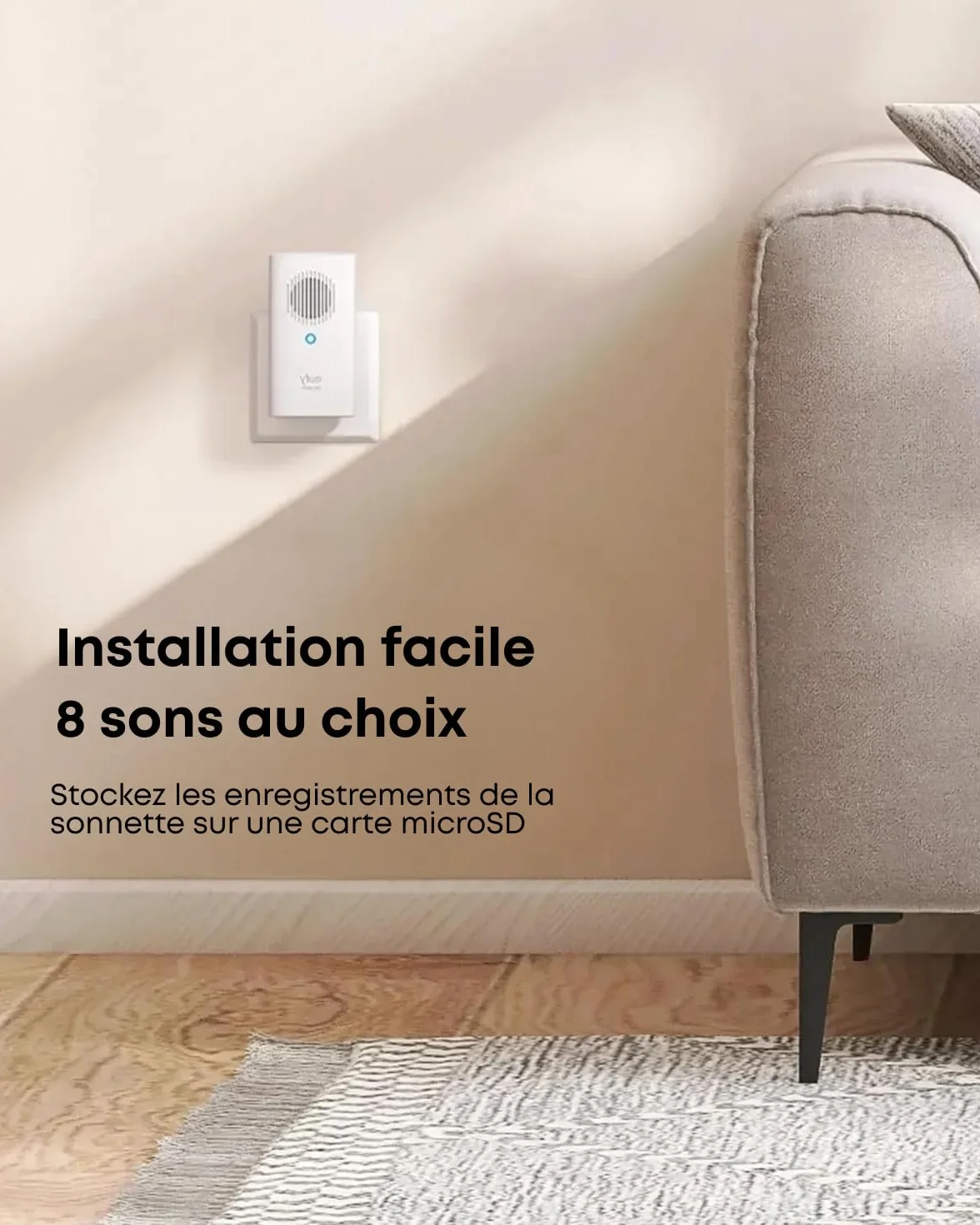 Carillon additionnel pour Sonnette vidéo eufy Security, Carillon intérieur, nécessite Une Sonnette vidéo E340, sans délai, Volume réglable, 8 sonneries