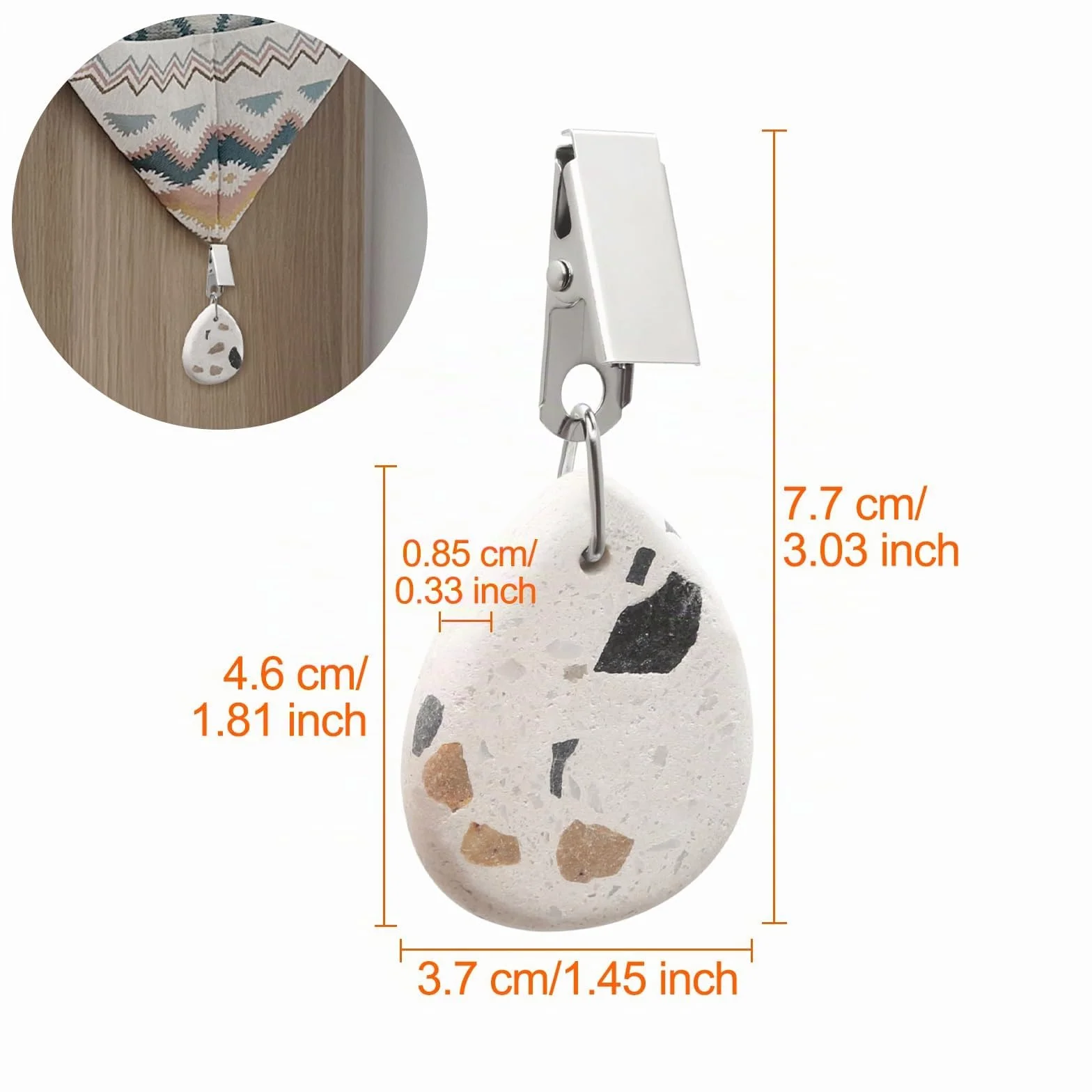 Pince avec Poids pour Nappe en Forme de Gouttelette, 8 Pièces Marbre Naturel, Poids de Nappe Anti Vent Lourds pour Table Exterieur