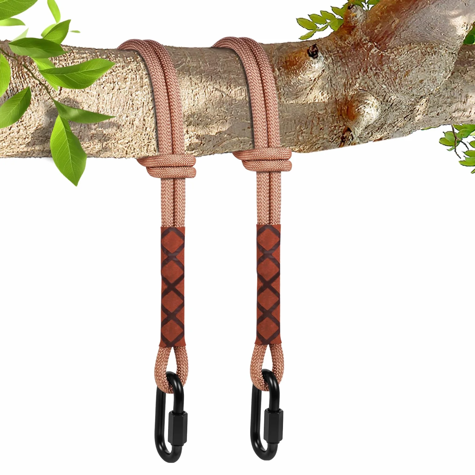 Vicloon Sangle de Suspension pour Hamac 1.5M Corde Réglable 440 lbs 10mm Marron