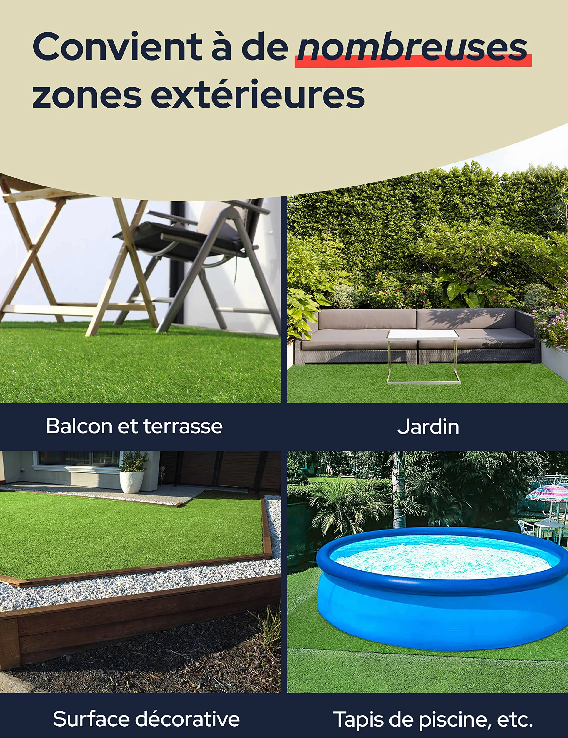 Gazon synthétique Primaflor Amy 23 mm 200x50 cm résistant aux UV et aux intempéries avec trous de drainage