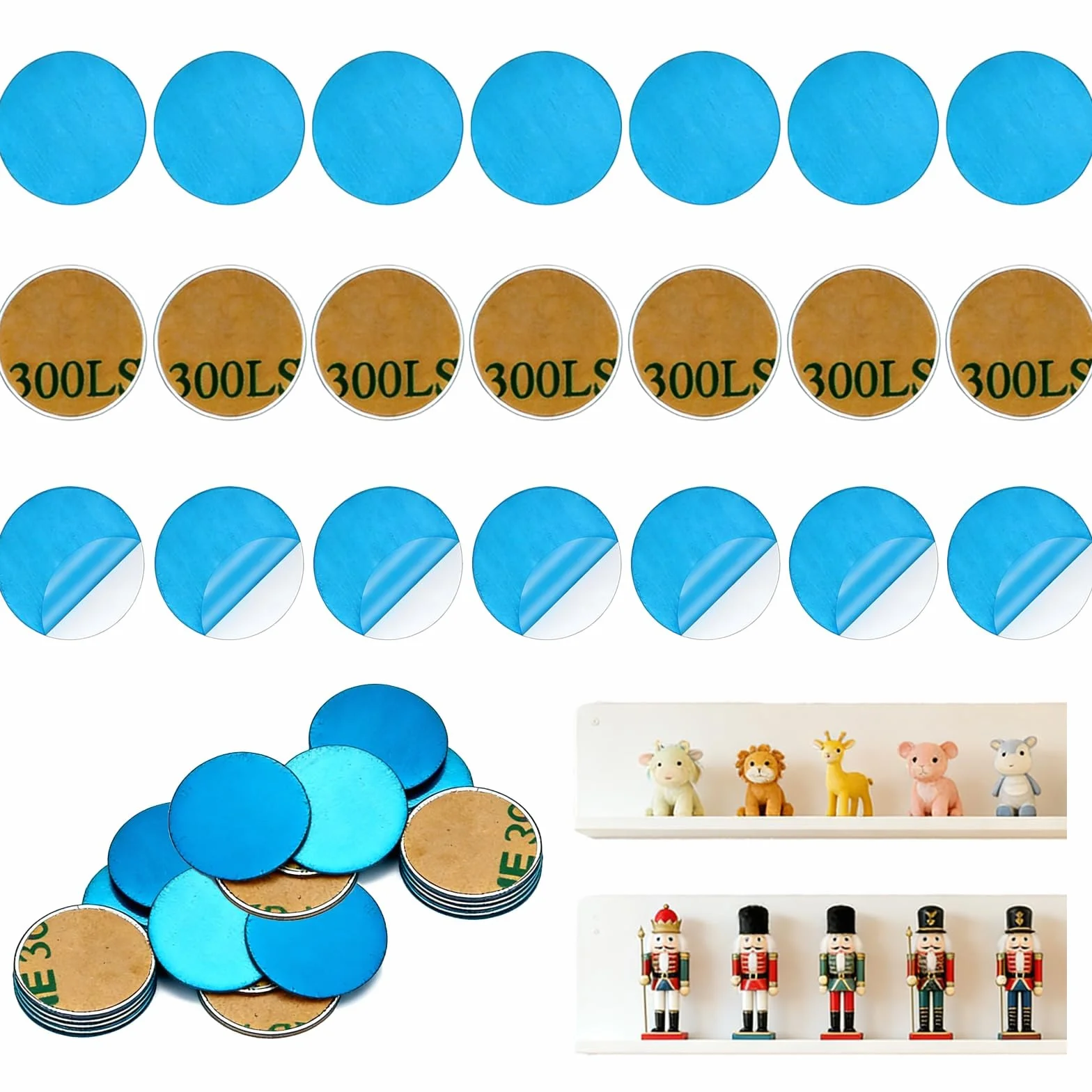 Lot de 50 plaquettes métalliques autocollantes pour bande magnétique Tonies - En acier inoxydable - Pour étagère Tonie - Aimants pour figurines Tonie - Base adhésive pour fixation magnétique