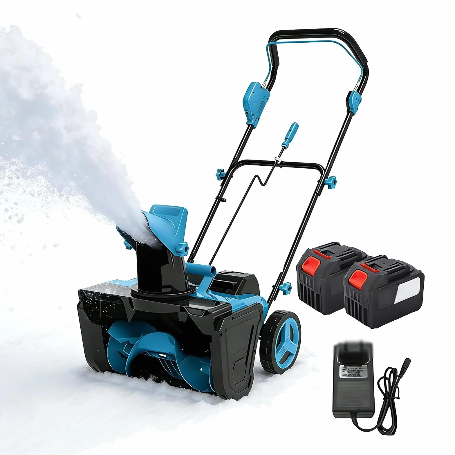 Souffleuse à Neige électrique autotractée 3500 W, 56 cm, 2 Batteries 6,0 Ah, Double éclairage LED, goulotte 180°