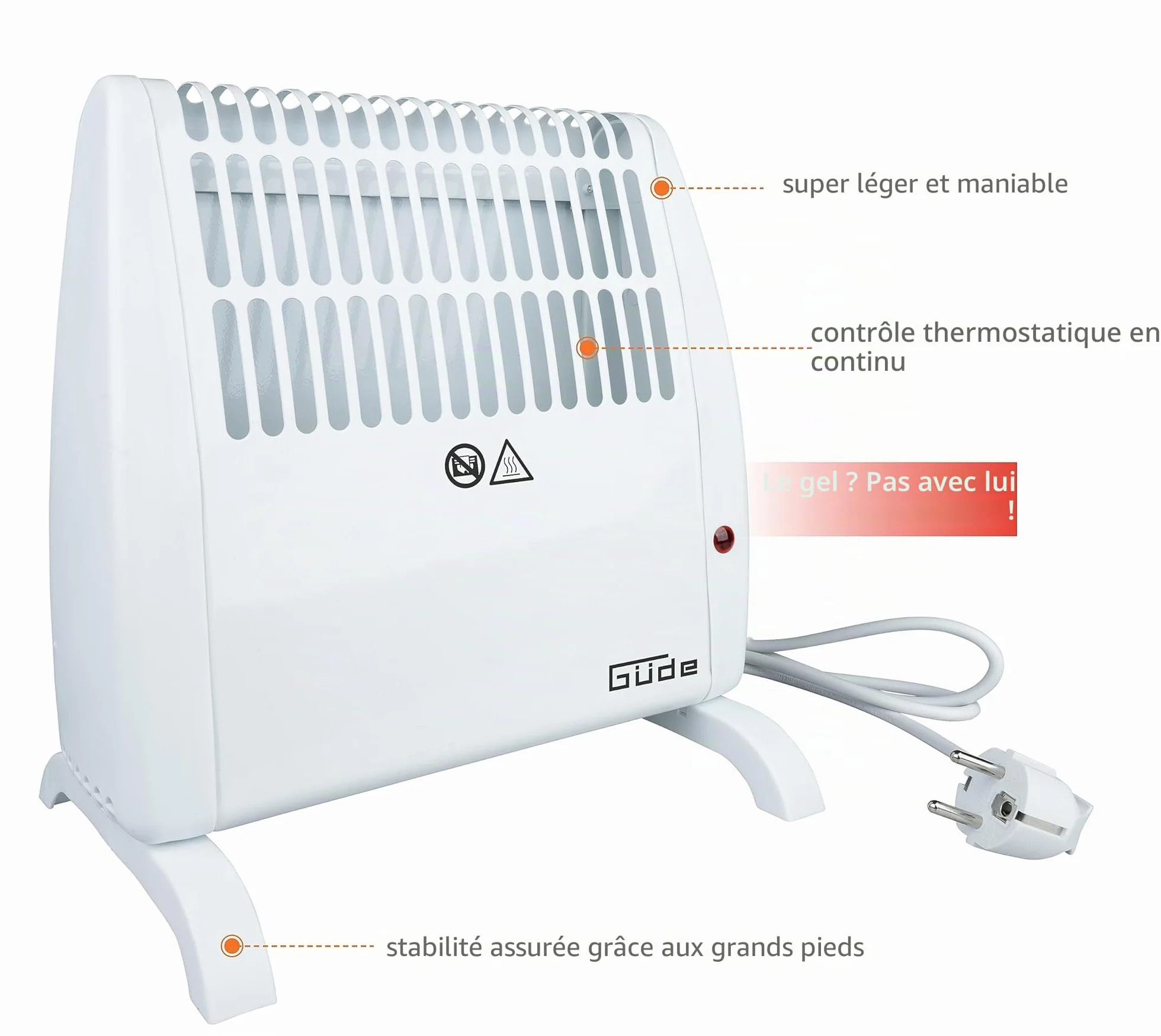 Güde Détecteur de gel GFW 520 450-520 W 10 m³ thermostat réglable anti-gel protection surchauffe