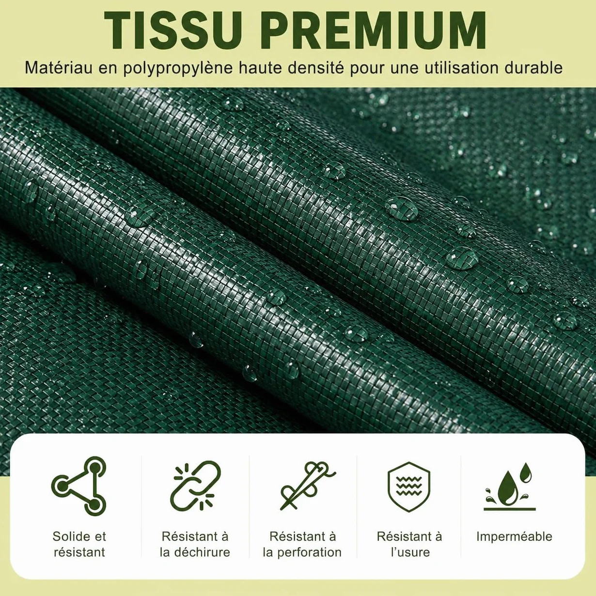 Sacs à Déchets de Jardin Robustes 272L Lot de 6 Réutilisables avec Poignées Pliables Tissu Industriel