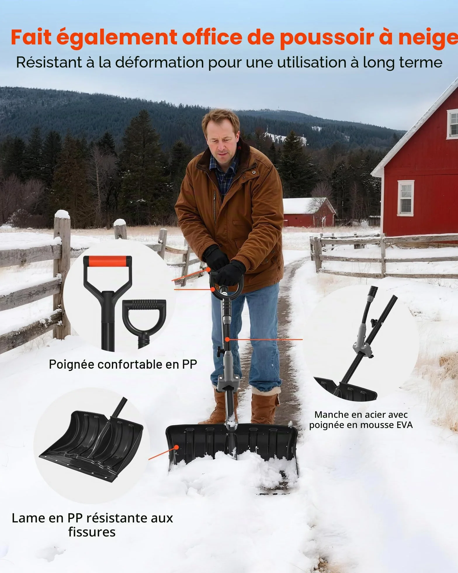 VEVOR Pelle à Neige Brosse à Neige