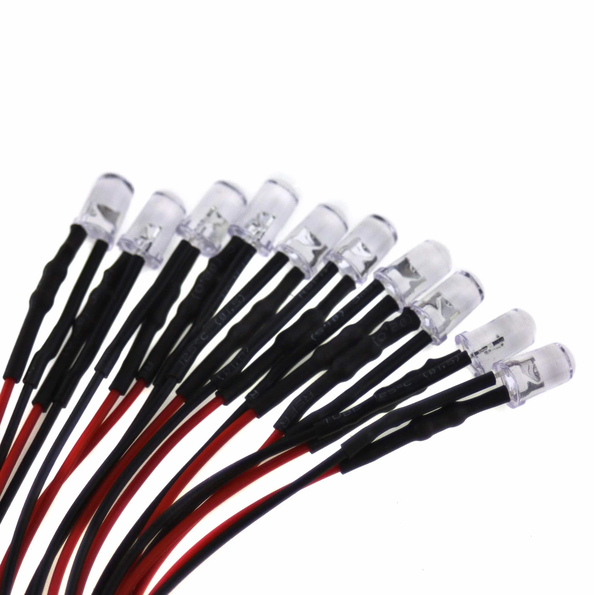 SeKi LED 5mm 24V Rouge avec Câble de Raccordement 20cm Résistance Intégrée