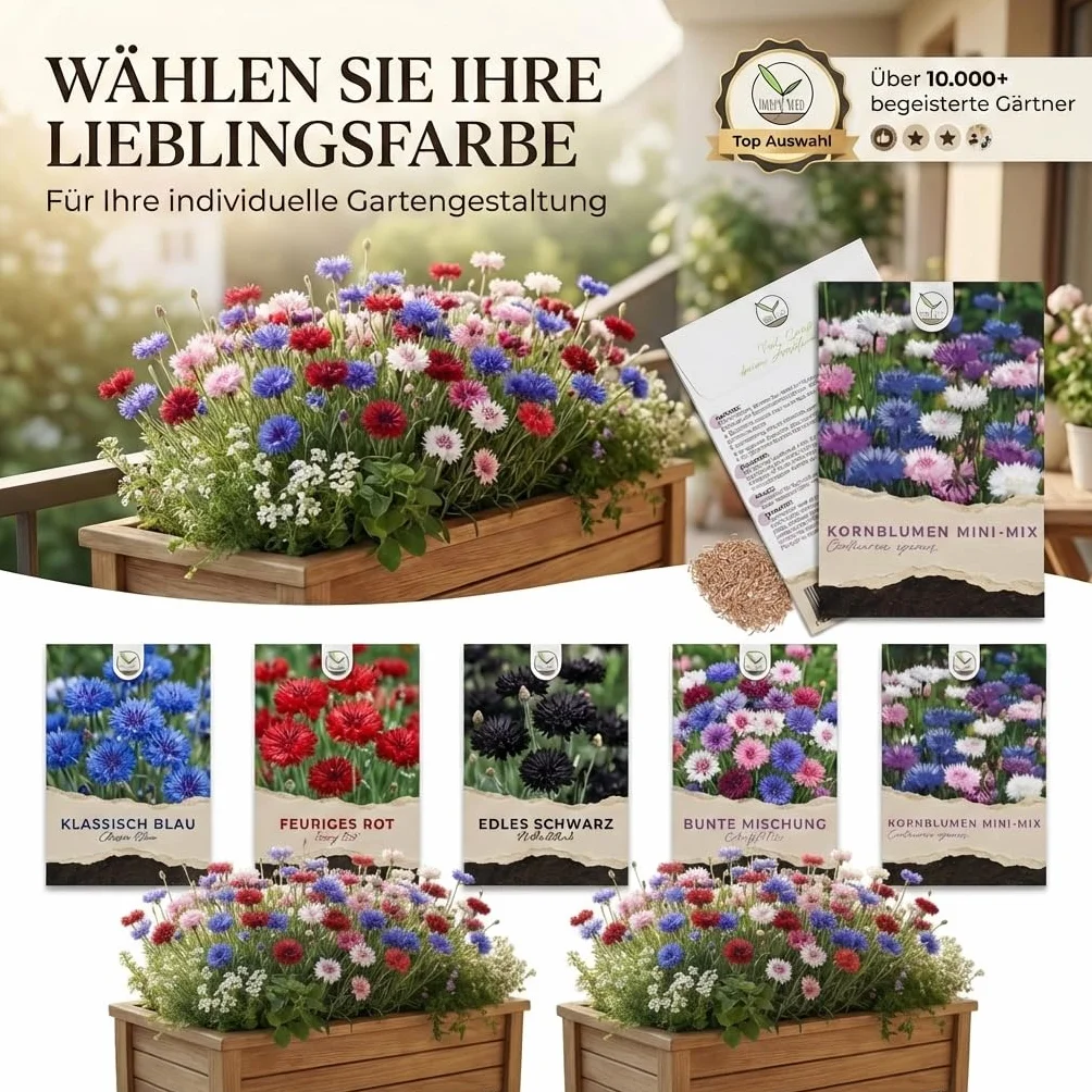 Graines de bleuets Centaurea cyanus Mini Mix 1000 graines 50 cm bac de balcon