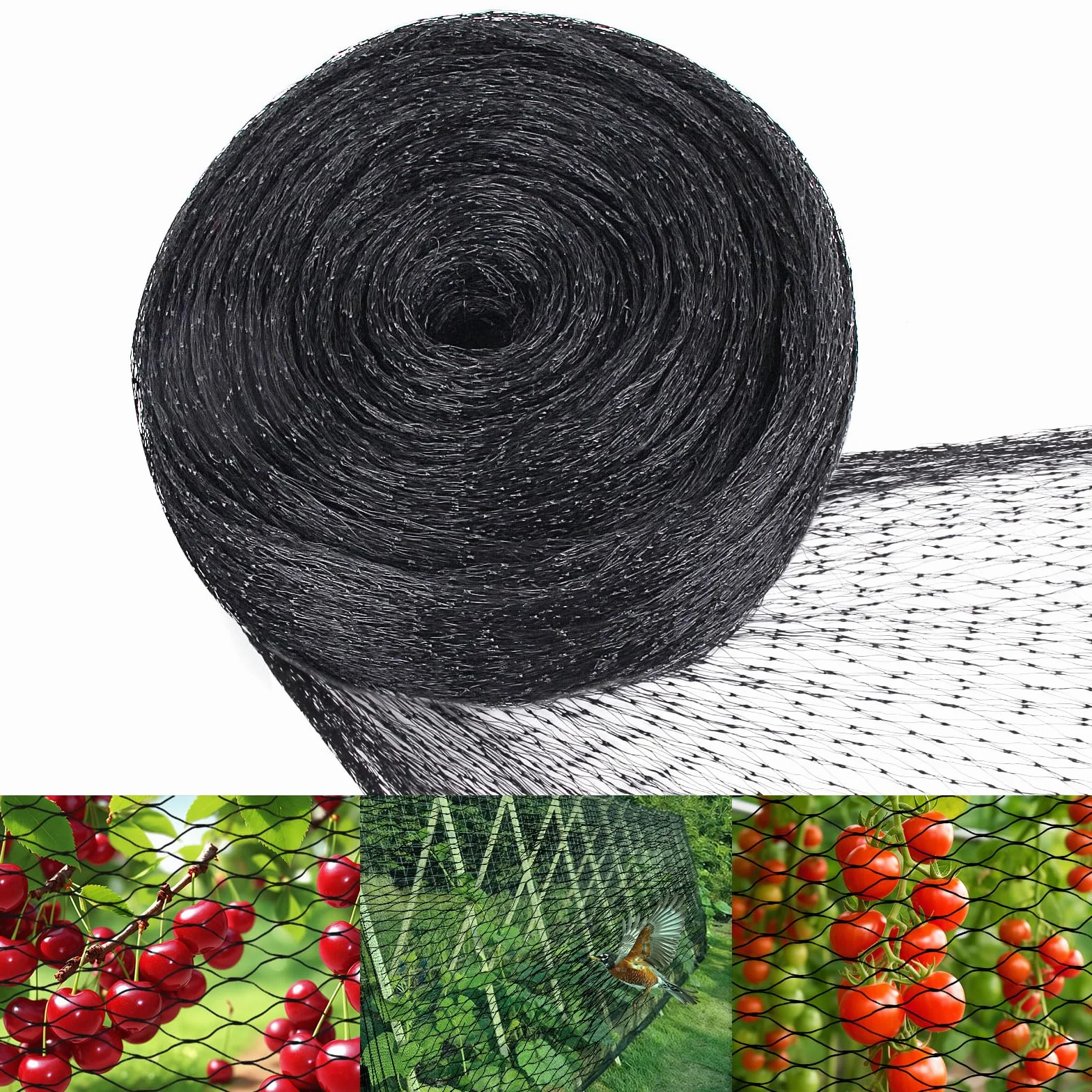 Filet de Protection Anti-Oiseaux 4m x 6m, Filet de Jardin à Mailles Fines, Réutilisable pour Arbres Fruitiers et Légumes
