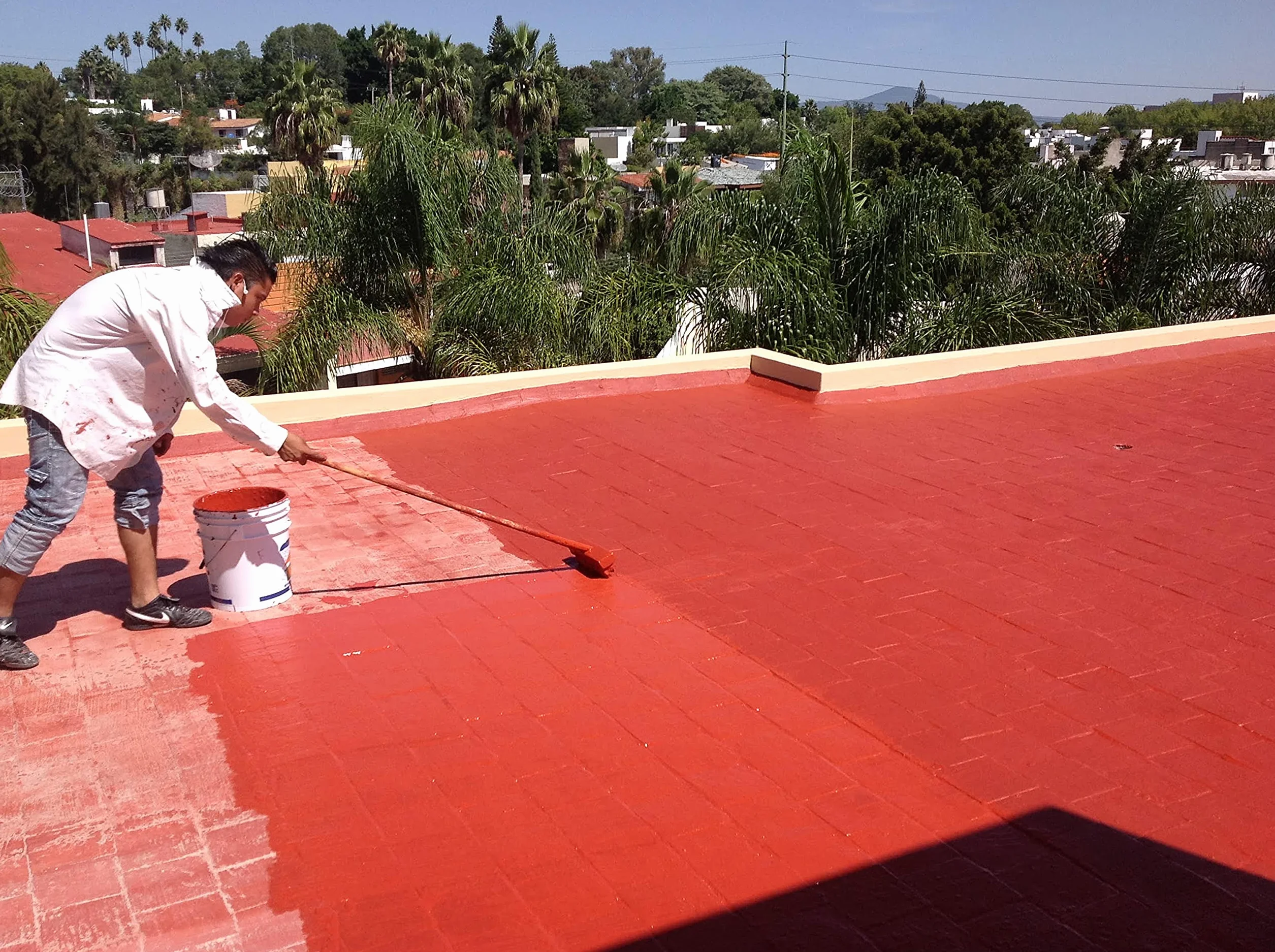 Tecno Prodist IMPER FIBRE de (2,5 Kg, Rouge) Revêtement élastique imperméabilisant avec fibres incorporées - Caoutchouc anti-goutte pour terrasses et façades