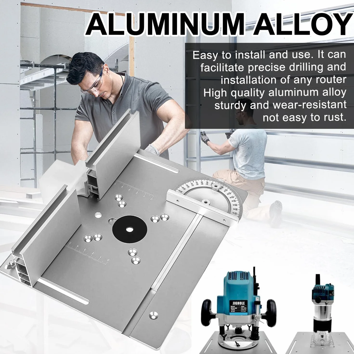 Table DéFonceuse Plaque Aluminium Costume, Table Fraisage Insert Avec Support De Torsion Coudé, DéFonceuse Plaque, Defonceuse A Bois Accessoire Pour Fraisage Rainurage Finition