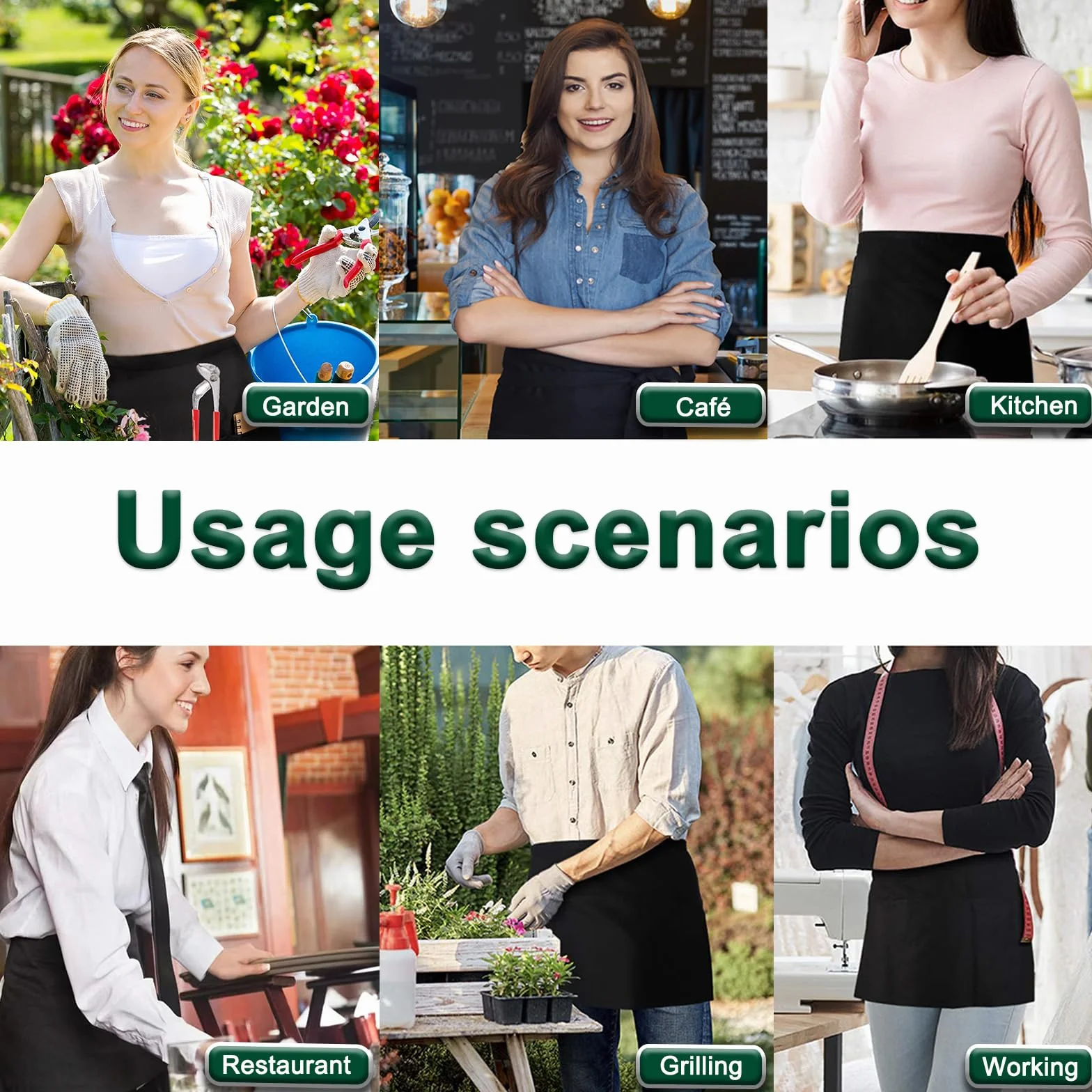 Tablier de Taille 4 Pièces pour Hommes Femmes Serveuse Chef Restaurant Café Bar