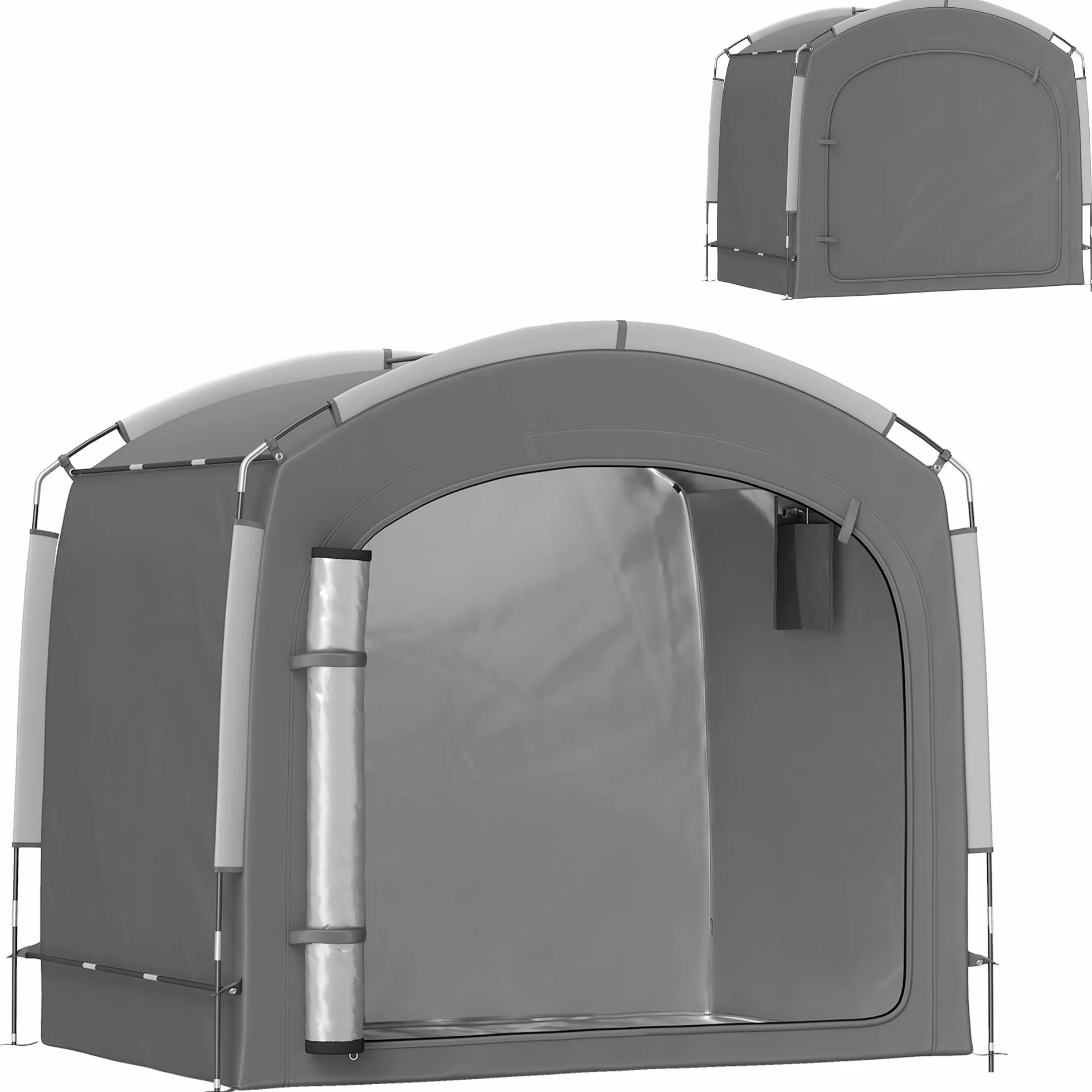 Outsunny Tente de vélo extérieur abri portable 3-4 vélos Jardin 220x150x195 cm Gris foncé