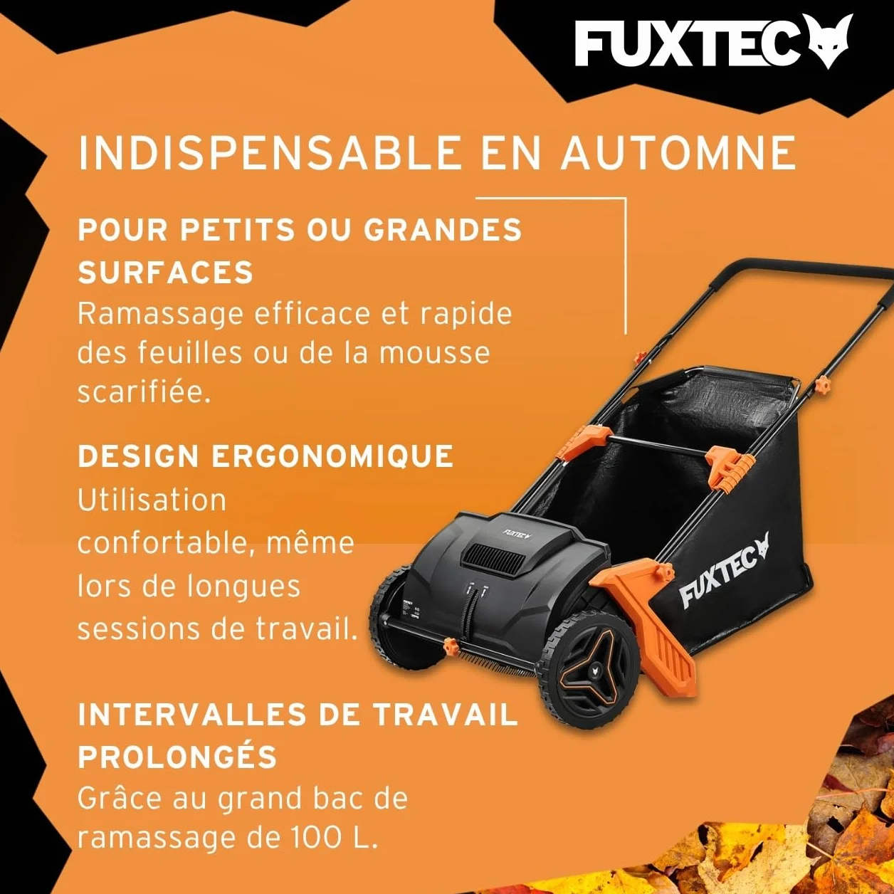 Fuxtec FX-LS52 Ramasseur de Feuilles 530 mm 100L 6,5 Kg
