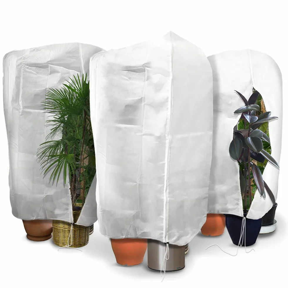 Housse Hivernage Plante Lot de 3 120x180cm en Polypropylène 80g/m² avec Cordon Serrage Zipper