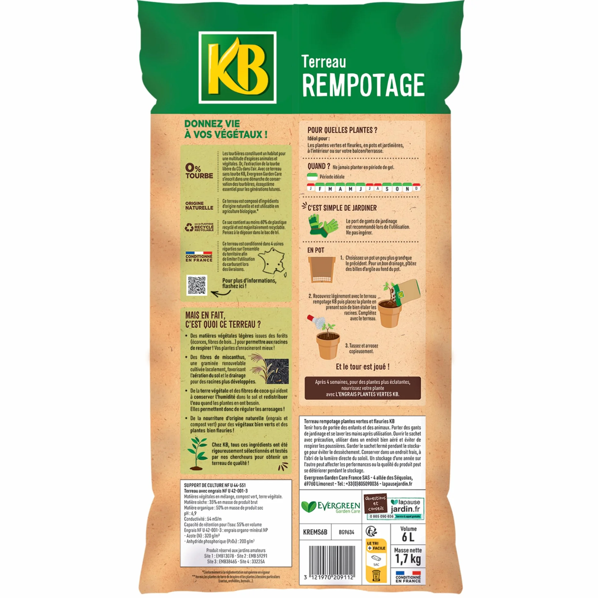 KB terreau rempotage 6L