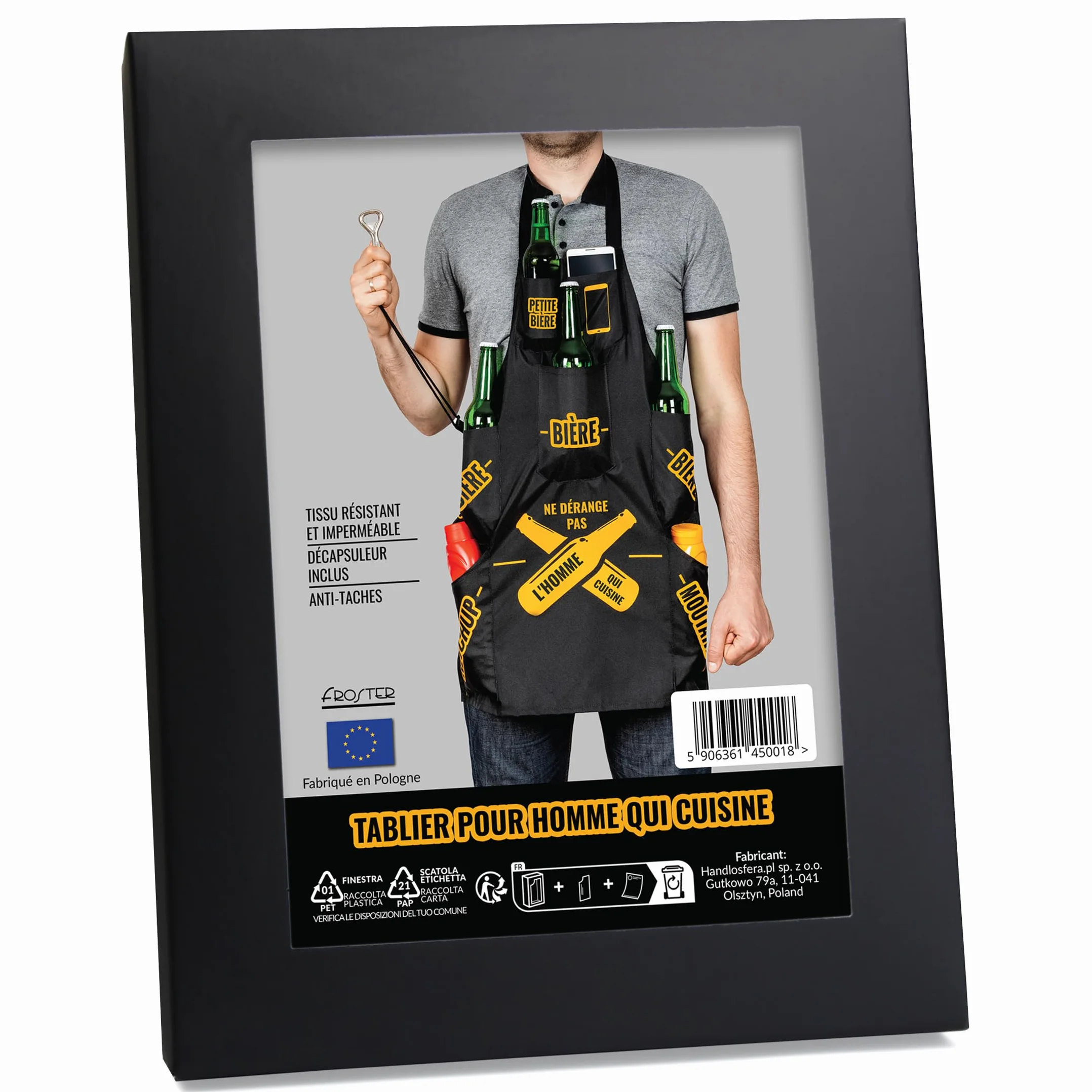 Froster Tablier Barbecue Homme Imperméable avec Poches Bière