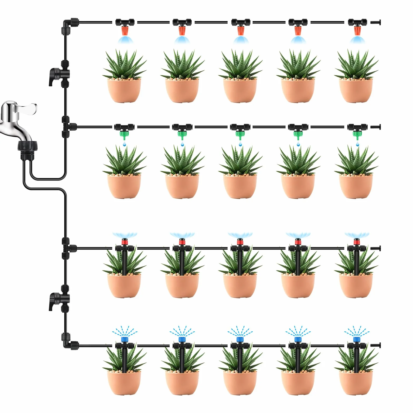 Push-to-Fit Émetteurs d'Irrigation Goutte à Goutte 1/4 Pouce 30Pièces pour Jardin