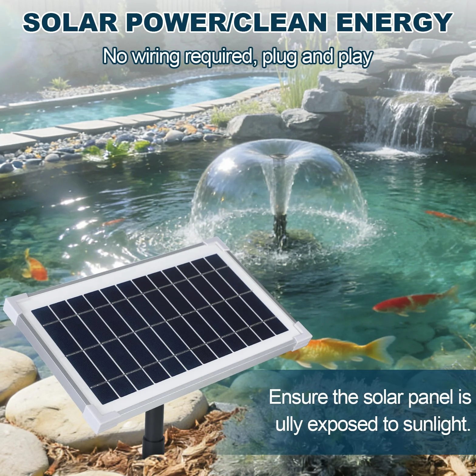 CPROSP Pompe Bassin Poisson Exterieur Solaire 390/H, Pompe à Eau Immergée pour Fontaine