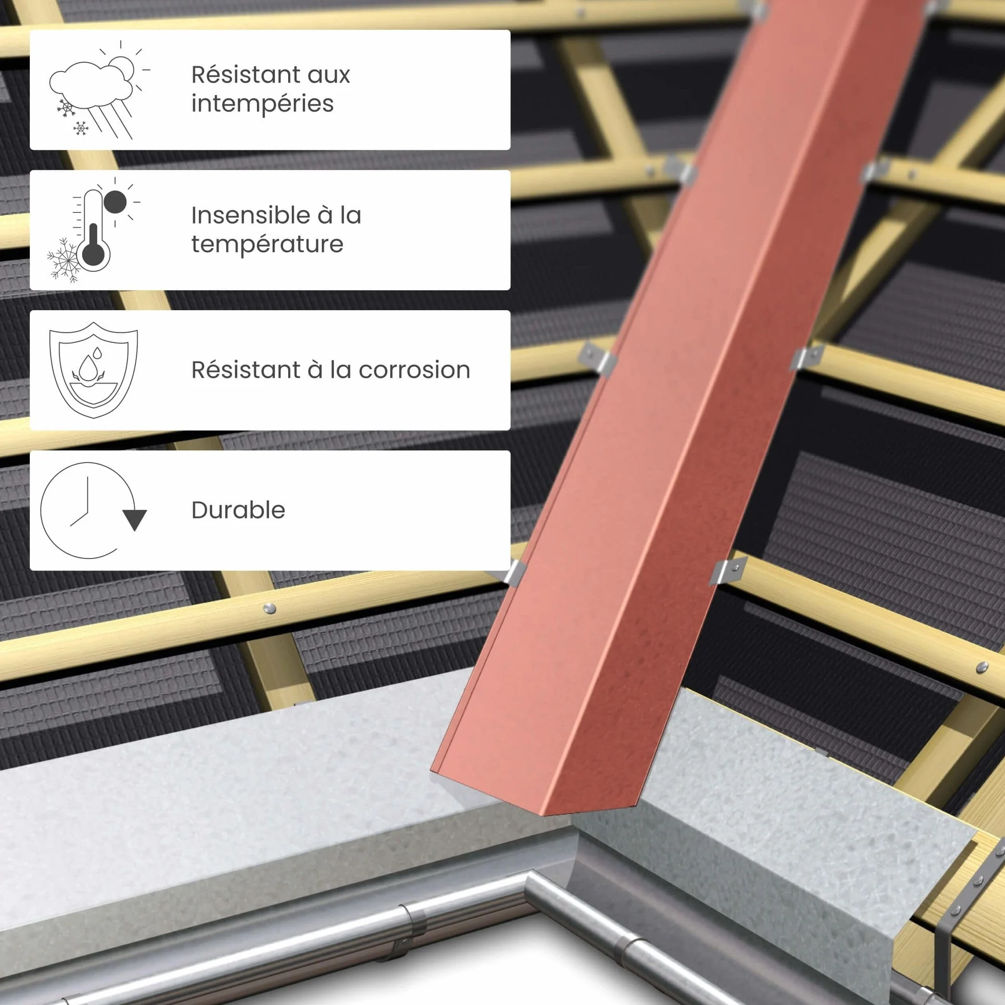 INEFA 200cm Tôle Faîtière Angle 80° Aluminium Argent Tôle de Toit Professionnelle