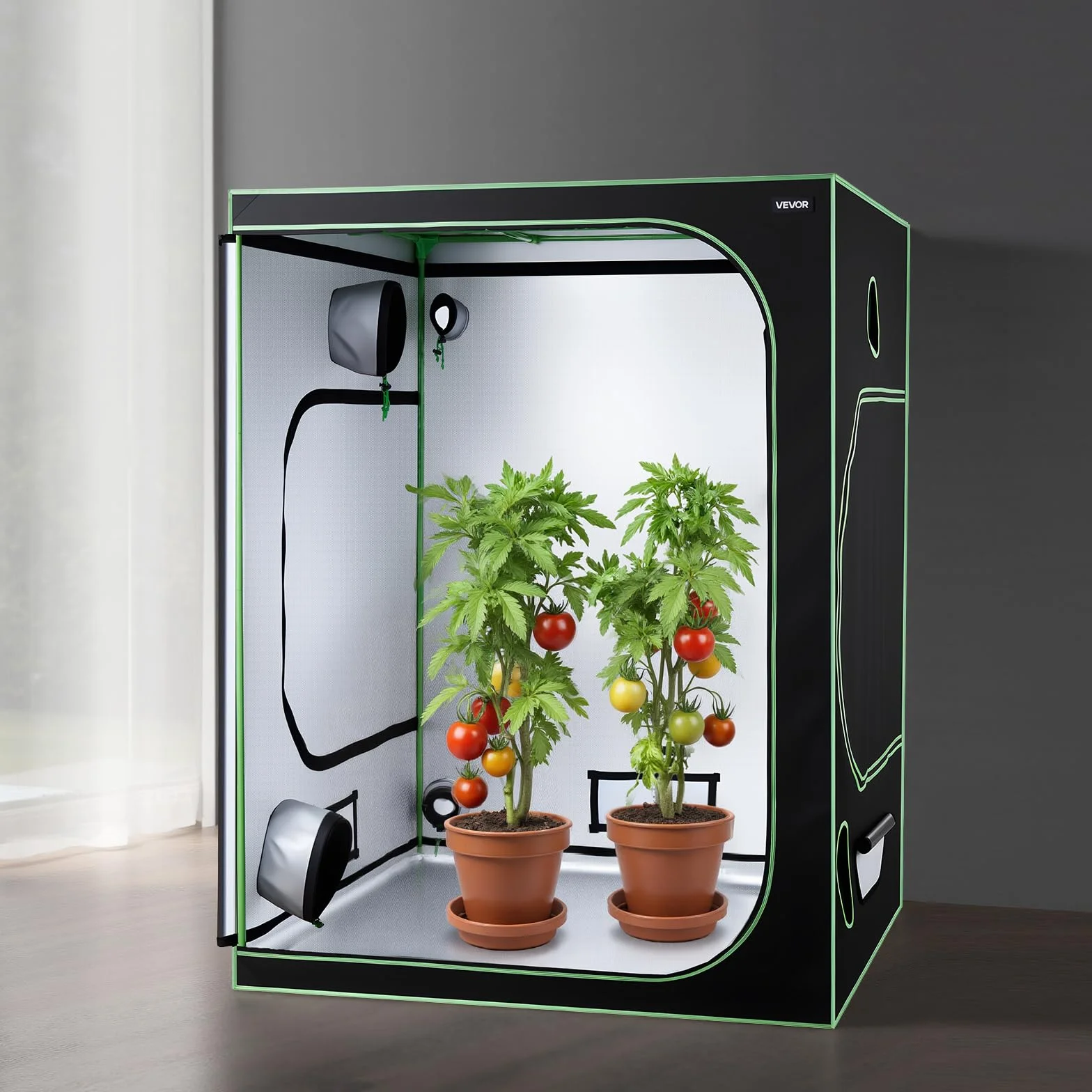 VEVOR Chambre de Culture 150x150x200 cm Tente de Culture Plantes d'Intérieur LED Spectre Complet Mylar 600D