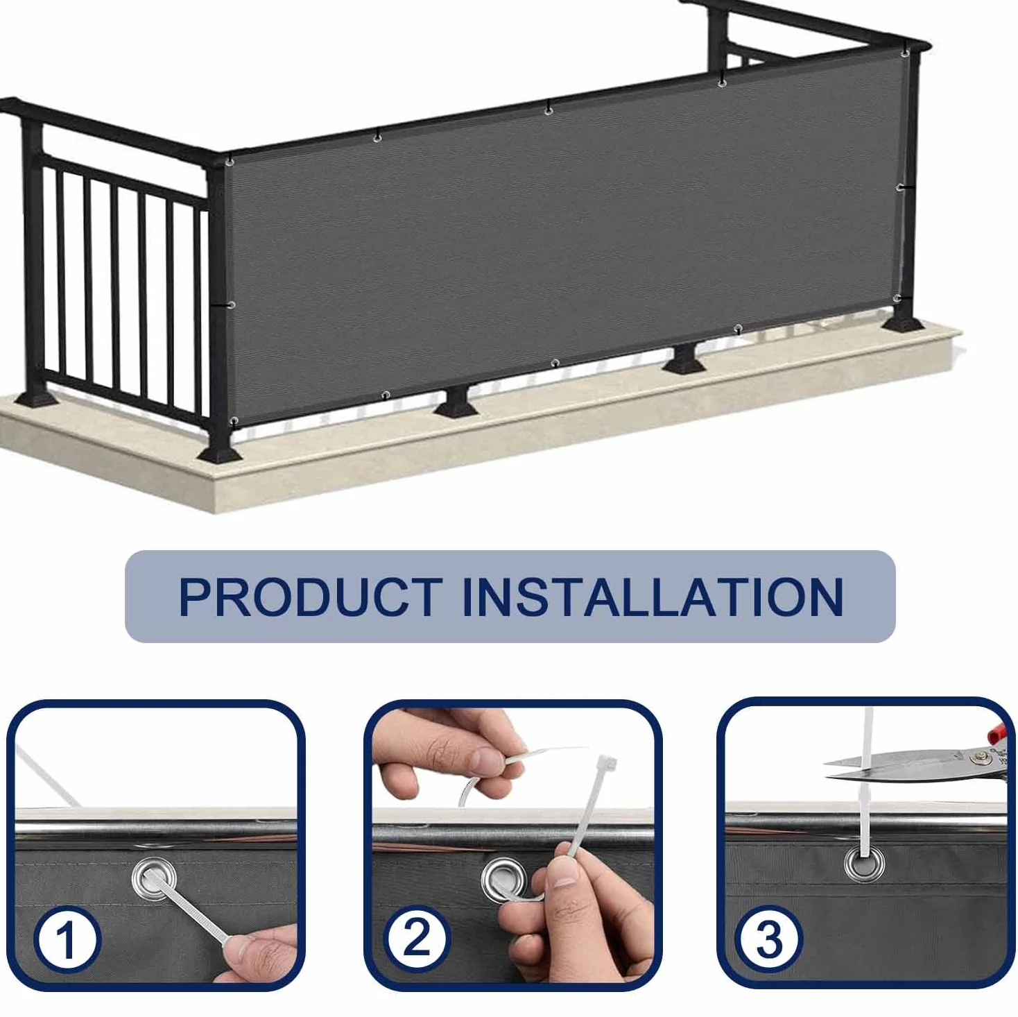 Brise Vue Balcon 50x350cm 160g/m² Taupe Protection UV Privée Sécurité
