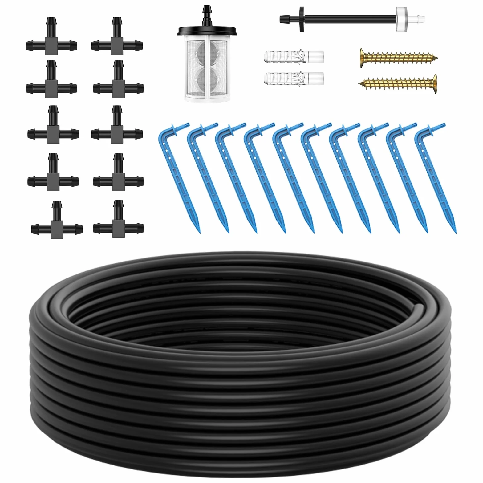 Kit Complet Arrosage Automatique Plantes Goutte À Goutte — Tuyau 10 M, Goutteurs Réglables, Raccords En T, Filtre Anti-Sable