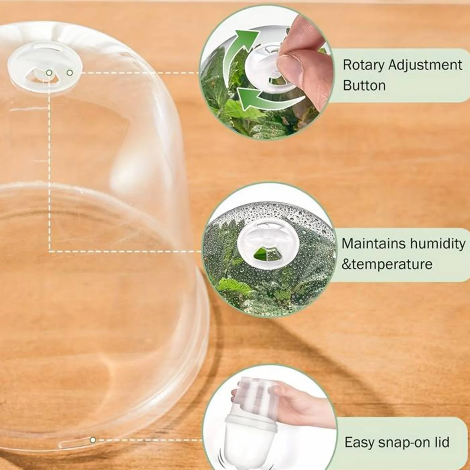 Lot de 10 Pot Plastique Plante avec Couvercle 10cm Transparent Orchidée Ronds