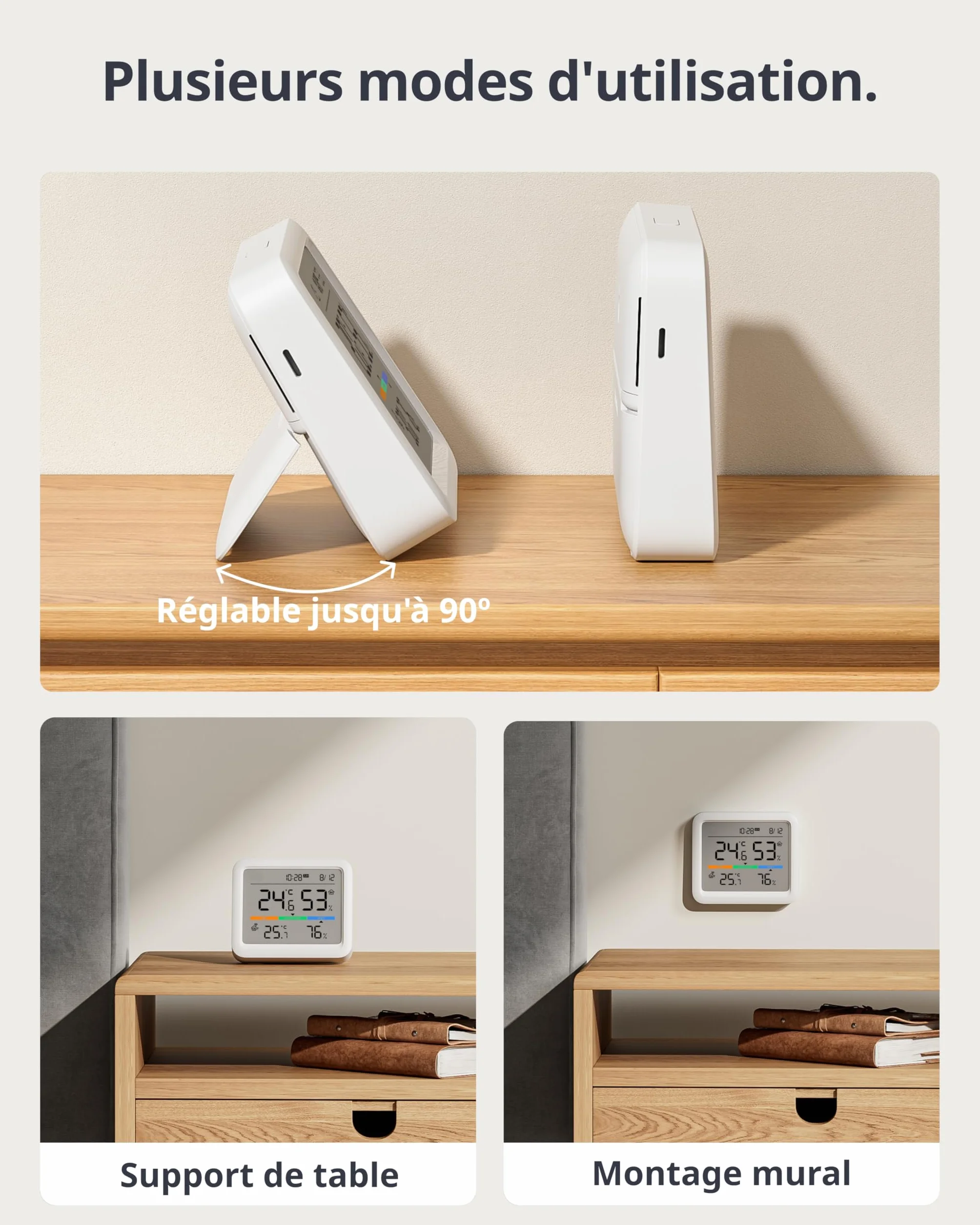 SwitchBot Station Météo sans Fil, Moniteur Température/Humidité avec Prévisions, Thermomètre Hygromètre Bluetooth 120M