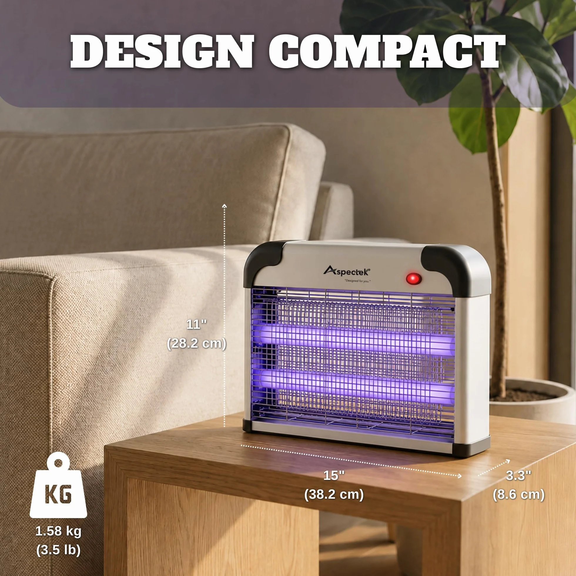 ASPECTEK Piège à Insectes Électrique 20W UV 2800V Tue-Moustiques Mouches Moucherons