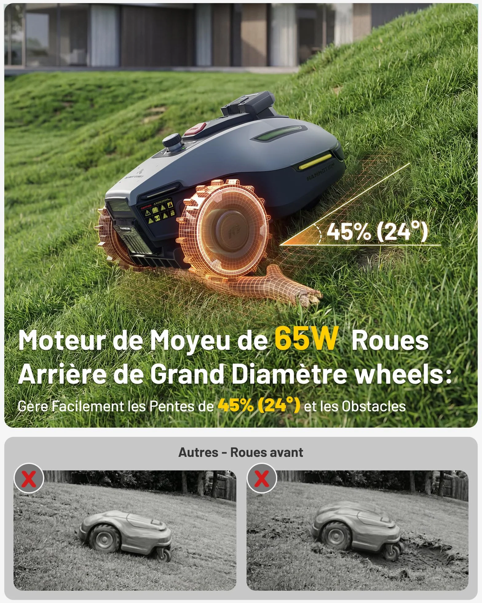 MAMMOTION YUKA Mini 2 500 Robot Tondeuse, 3 Jeux Lames, 500m², Zéro Perte Signal, AI Trois Caméras