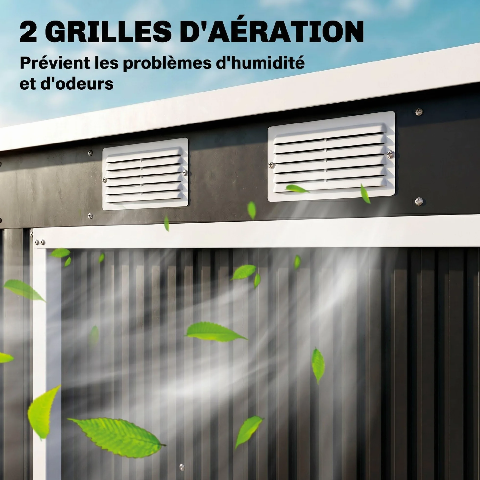 Outsunny Abri de Jardin Acier galvanisé 2,77 m² 213x130x172 cm Portes coulissantes verrouillables Gris foncé