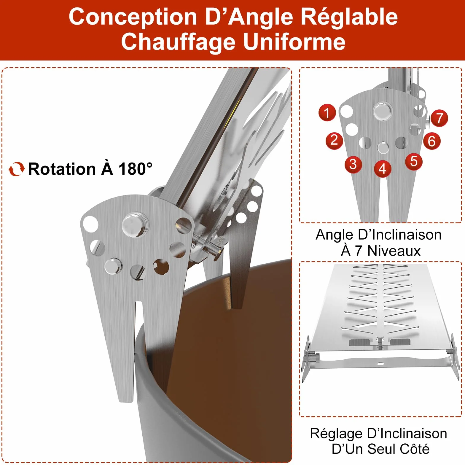Planche à Saumon INOX avec Support 55x18 cm – Réglable 7 Positions, Lavable au Lave-Vaisselle