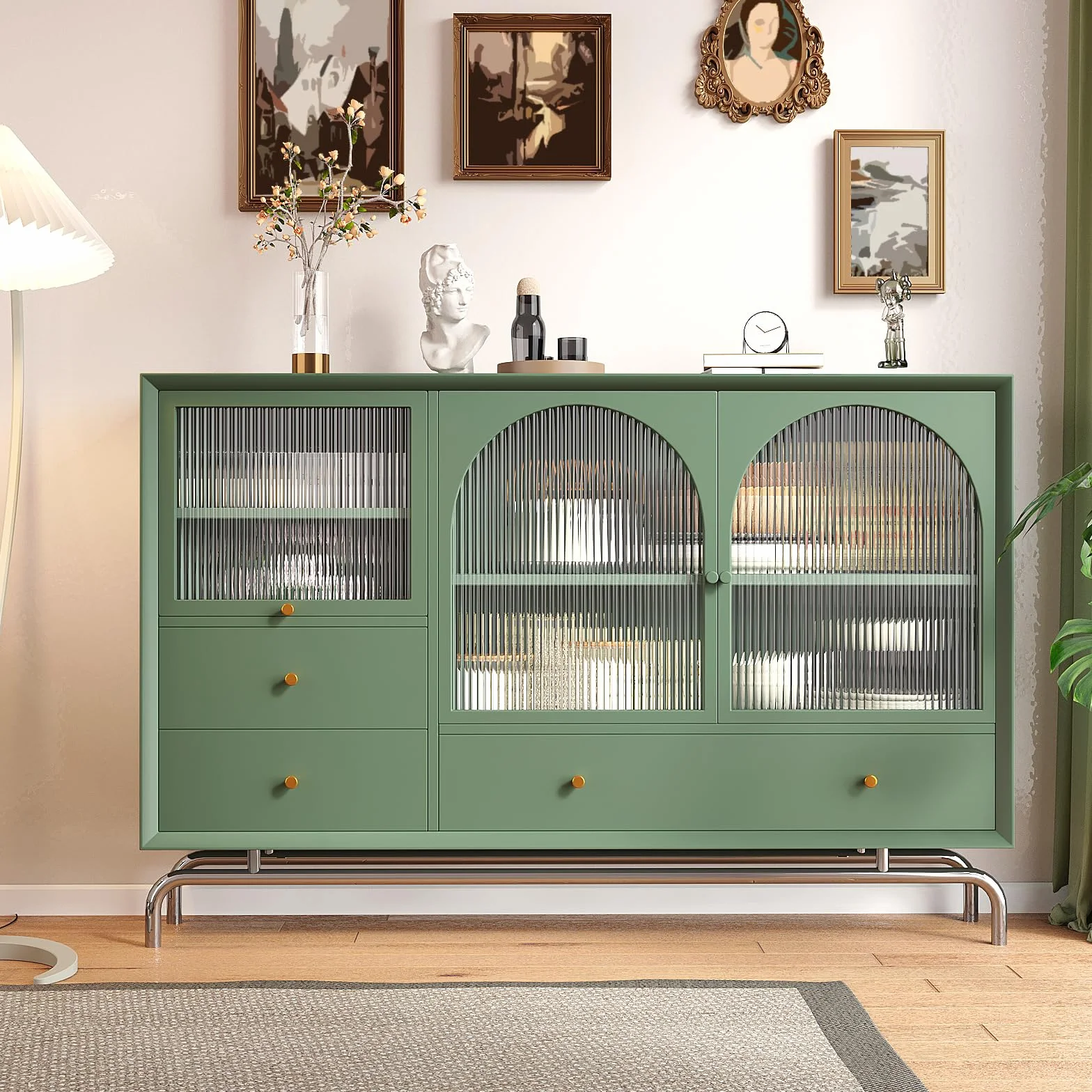 VEELIKE Papier Peint Vert Sauge Vintage Rouleau Adhesif pour Meuble Papier Peint Adhesif Mural Salon Autocollant Meuble Cuisine Lavable Épaissir Revetement Mural Chambre Armoire 40 cm × 300 cm